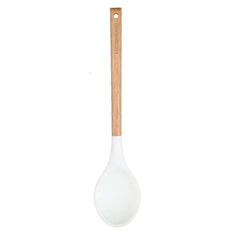 Serving spoon, 32 cm, silicone / wood, beige, Provence