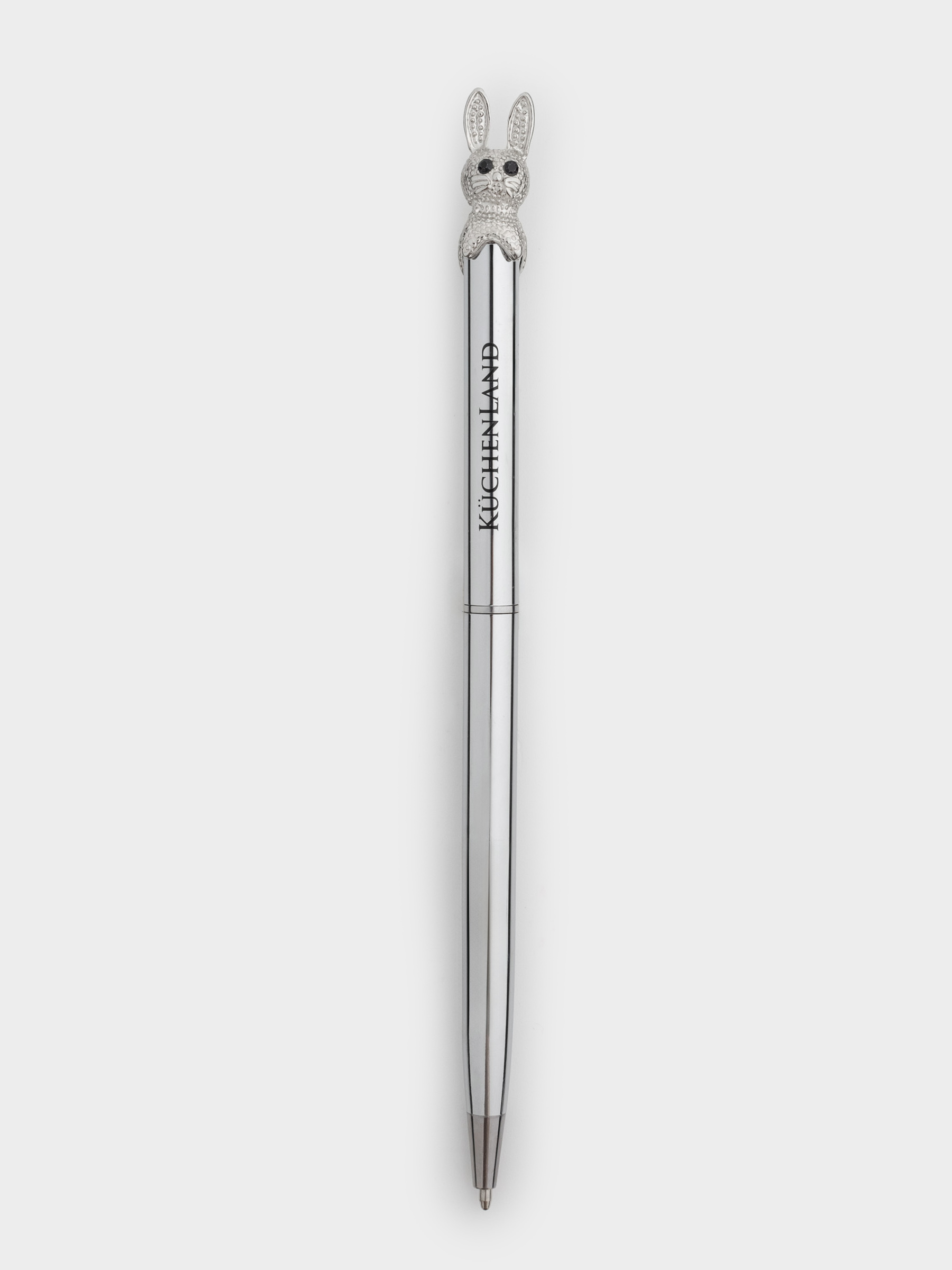 Ballpoint pen, 14 cm, with figure, silver, Hare, Draw figure, image-1