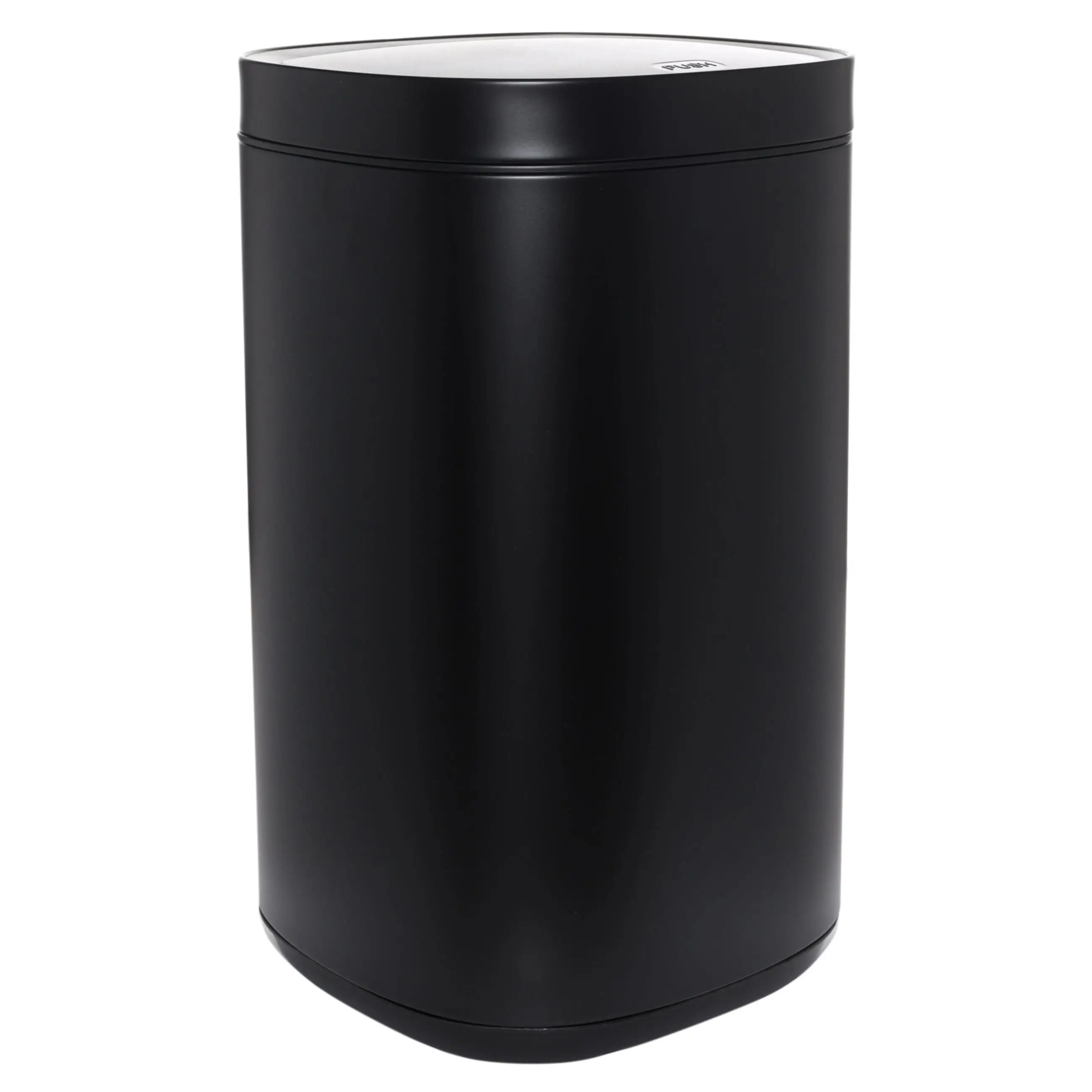 Trash can, 30 l, with lid opening button, metal / plastic, black, Total white, image-0