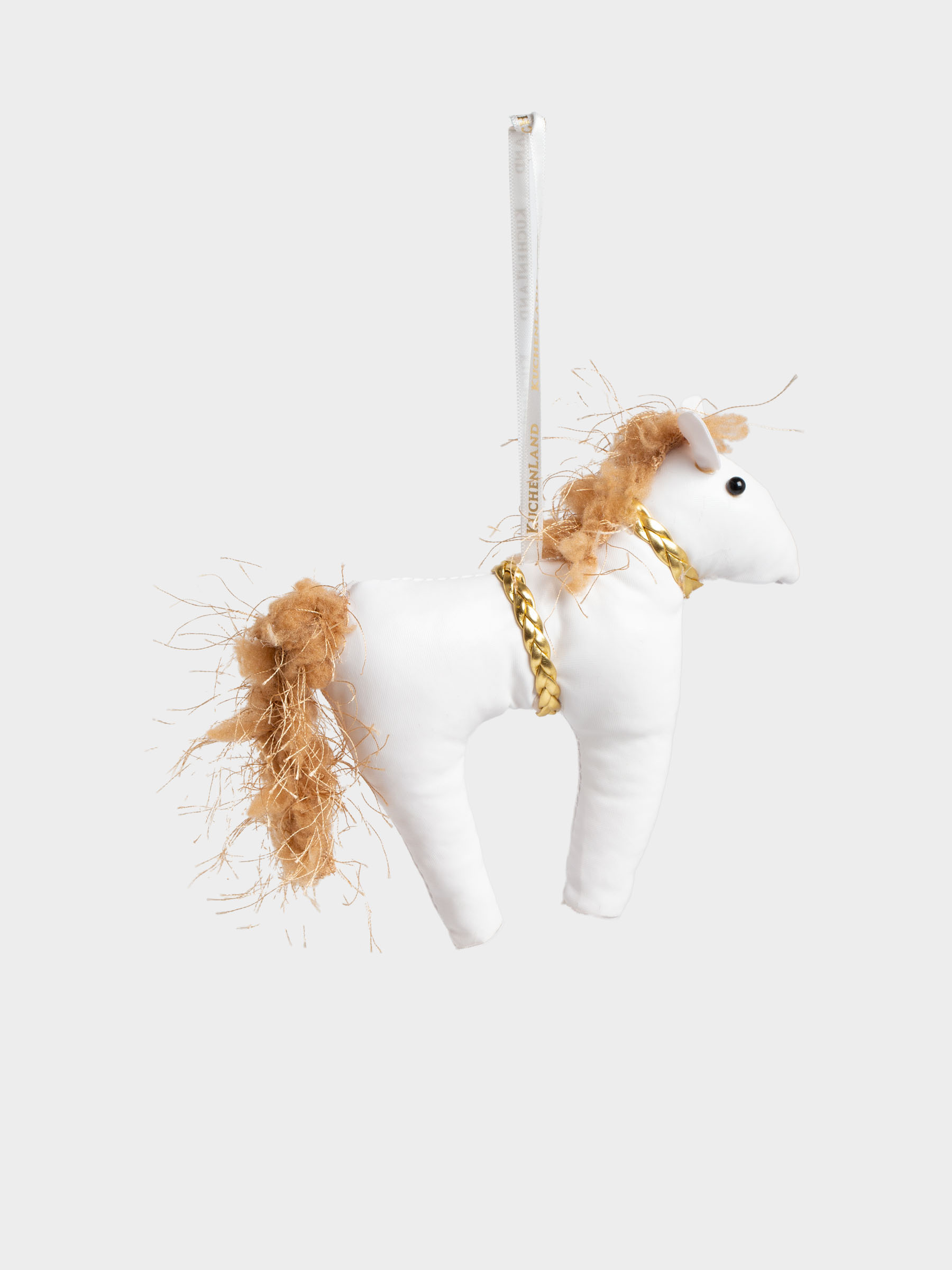 Christmas tree toy, 19x14 cm, polyester, milky, Horse, Figure Christmas Fuzz, image-2