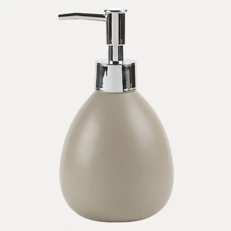 Liquid soap dispenser, 280 ml, ceramic / plastic, beige-grey, Giza