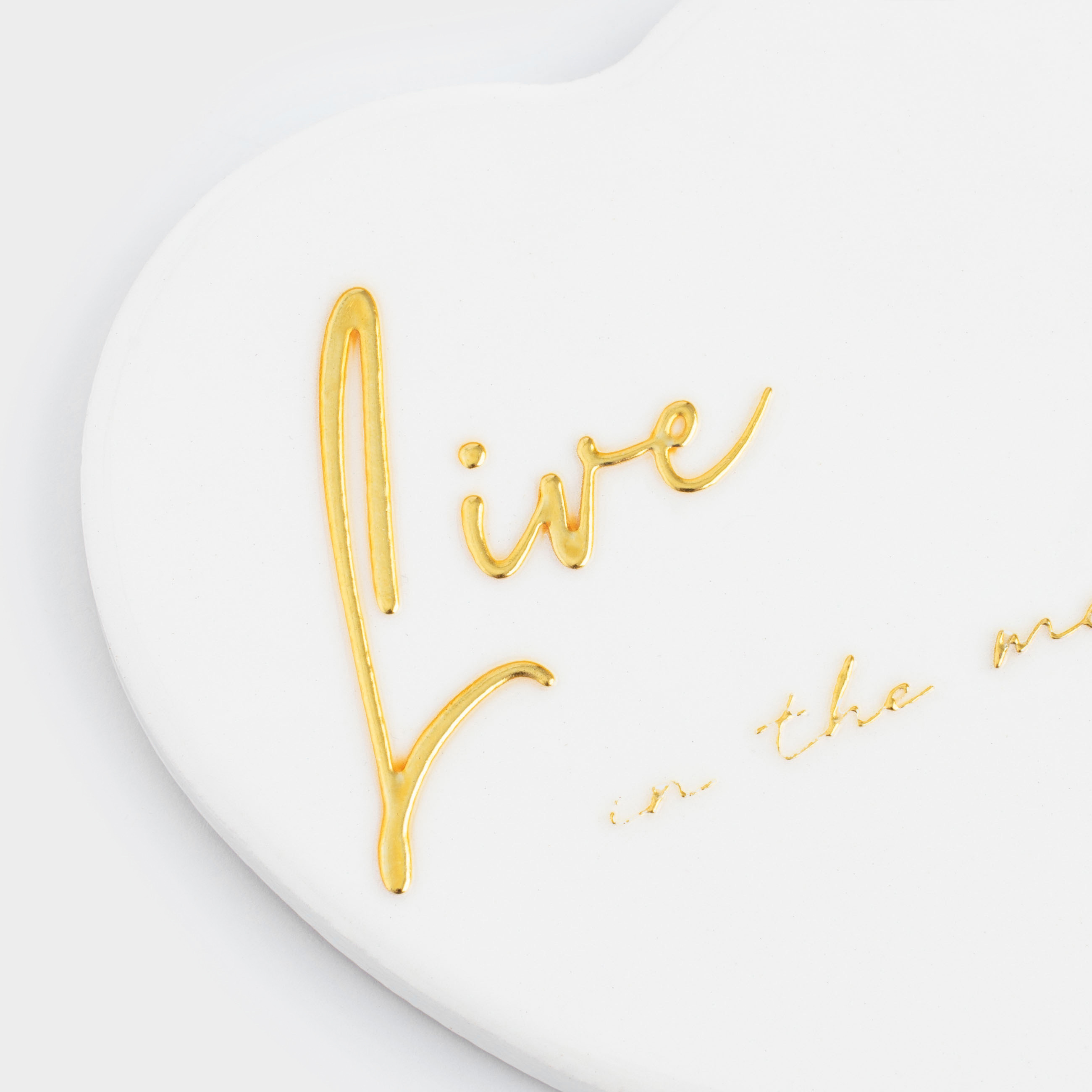 Coaster, 11x11 cm, ceramic / cork, White, Heart, Scroll