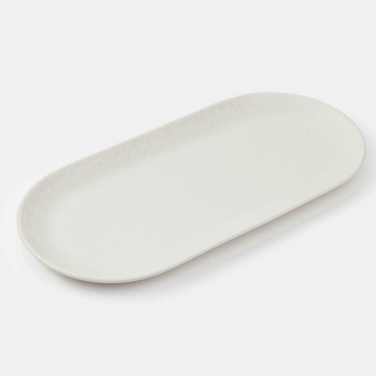 Dish, 37x18 cm, ceramic, oval, milk, speckled, Particle