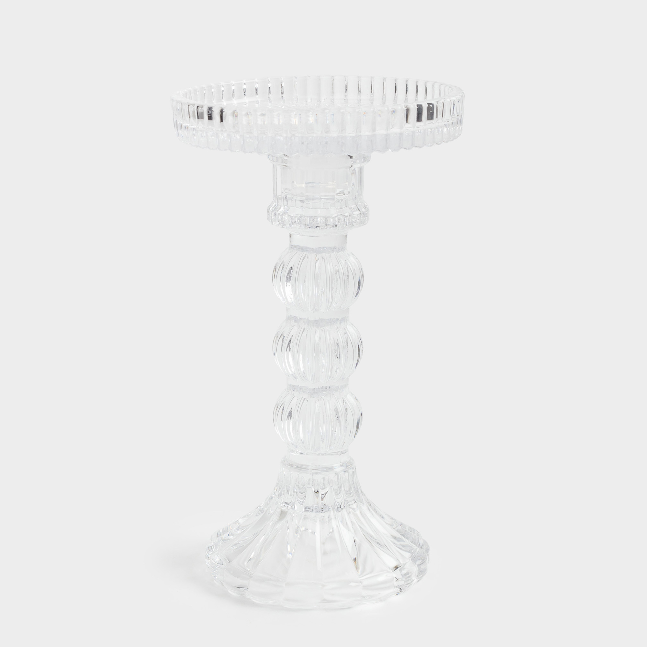 Candle holder, 16 cm, for cylindrical / thin candles, on a leg, collapsible, glass R, Ribby, image-0