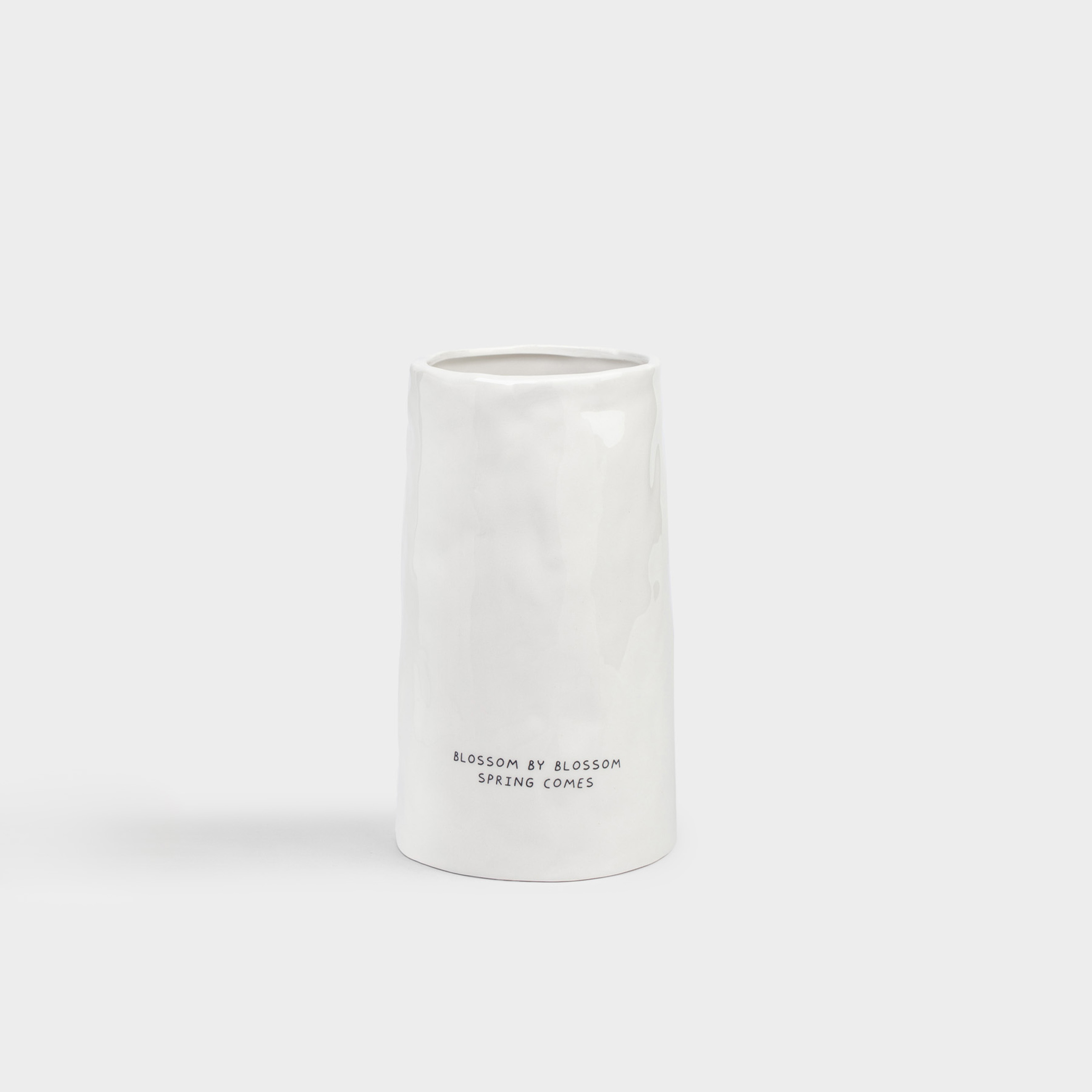 Flower vase, 20 cm, ceramic, milky, Blossom, Crumple font