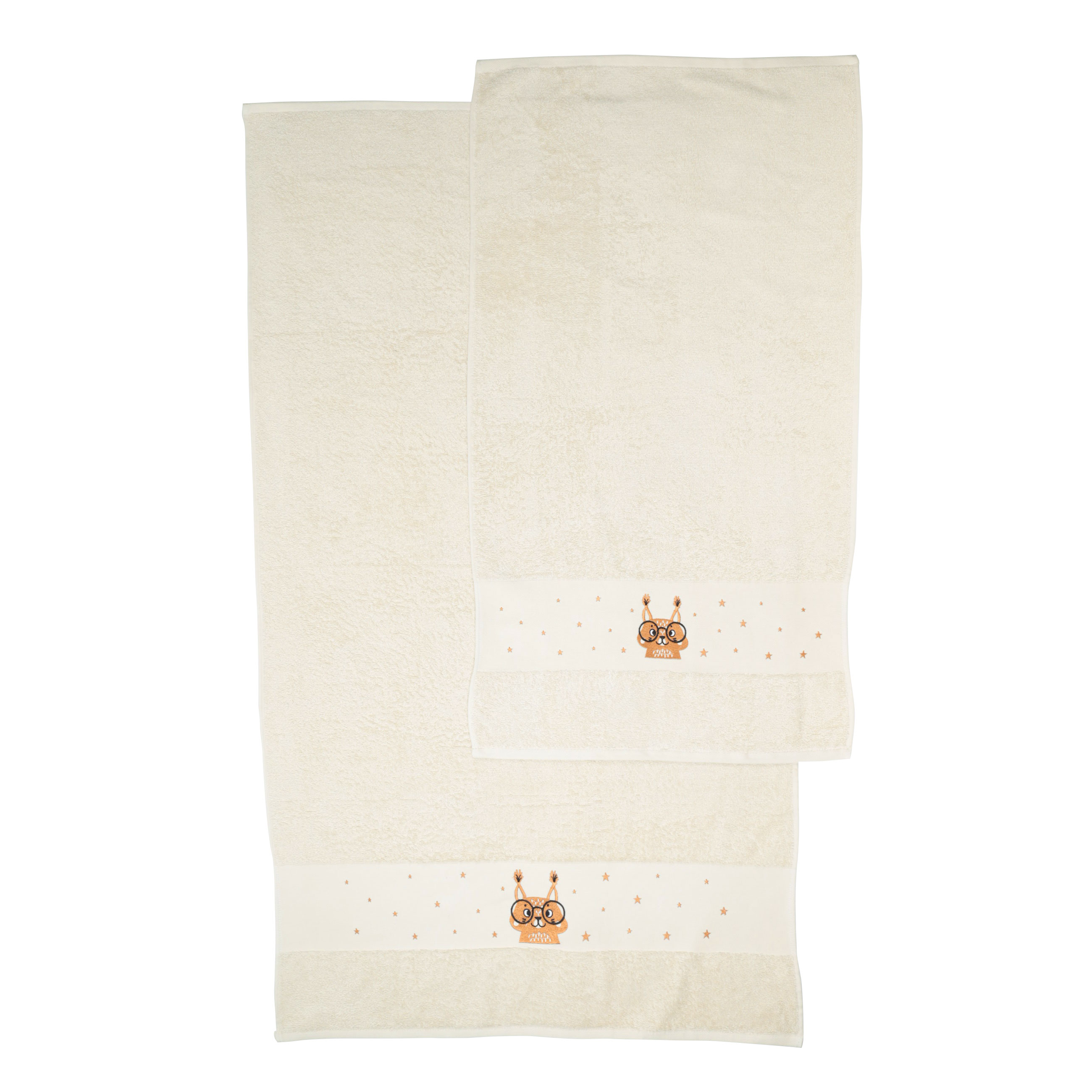 Children's towel, 70x120 cm, cotton, beige, Squirrel, Forest Animals