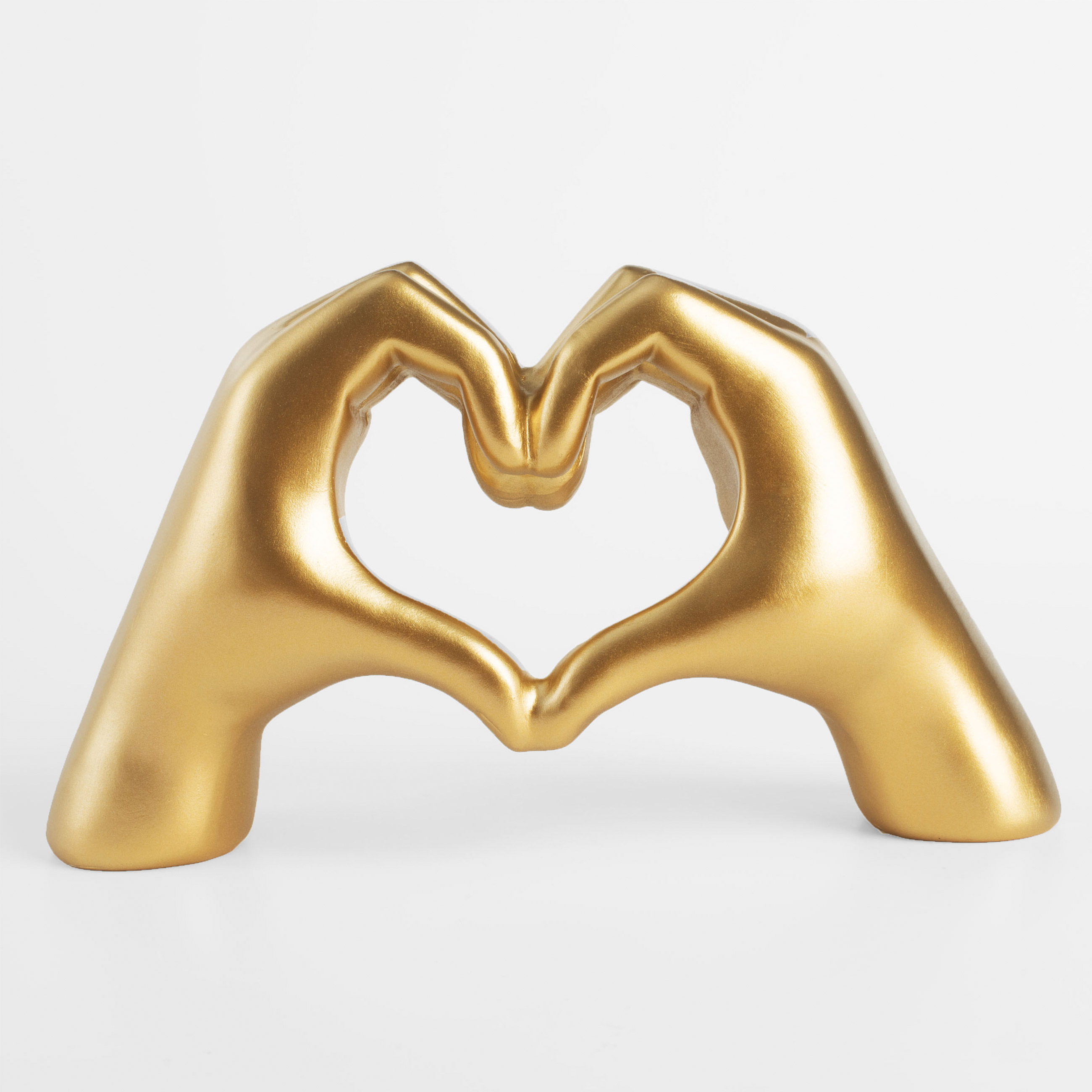 Figurine, 24 cm, polyresin, golden, Heart gesture, Hand, image-1