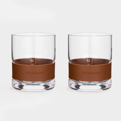 Drinking glass, 10 cm, 390 ml, 2 pcs, glass / PU leather, Clear devo ,image-0