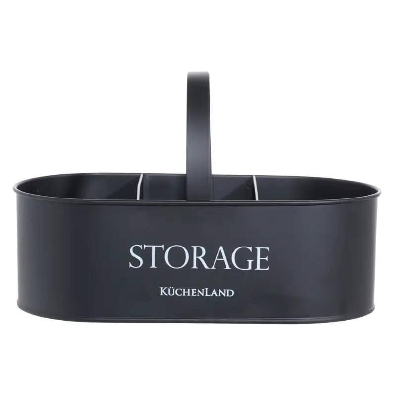 Detergent organizer, 24x13 cm, 3 units, portable, metal, black, Compact black