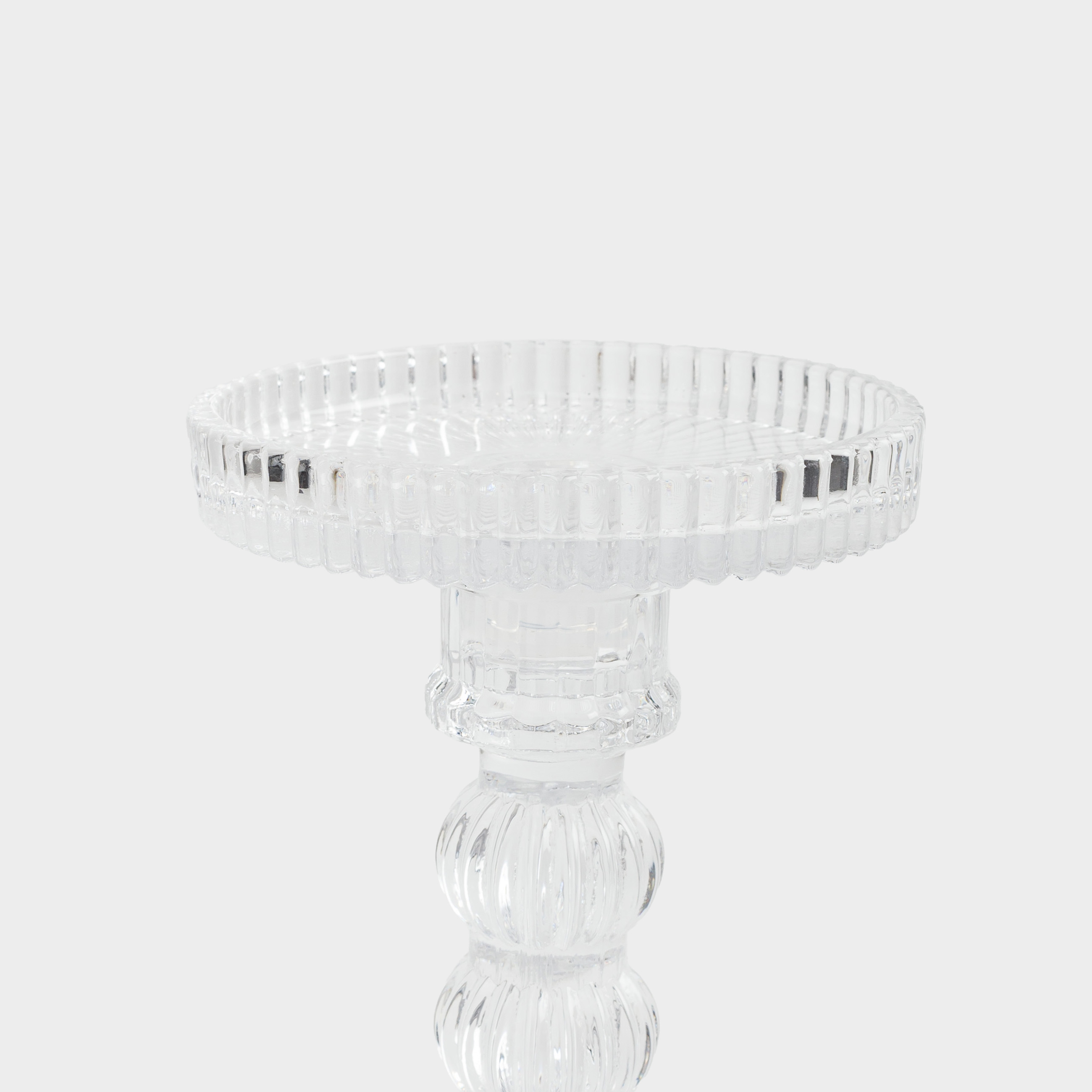 Candle holder, 16 cm, for cylindrical / thin candles, on a leg, collapsible, glass R, Ribby