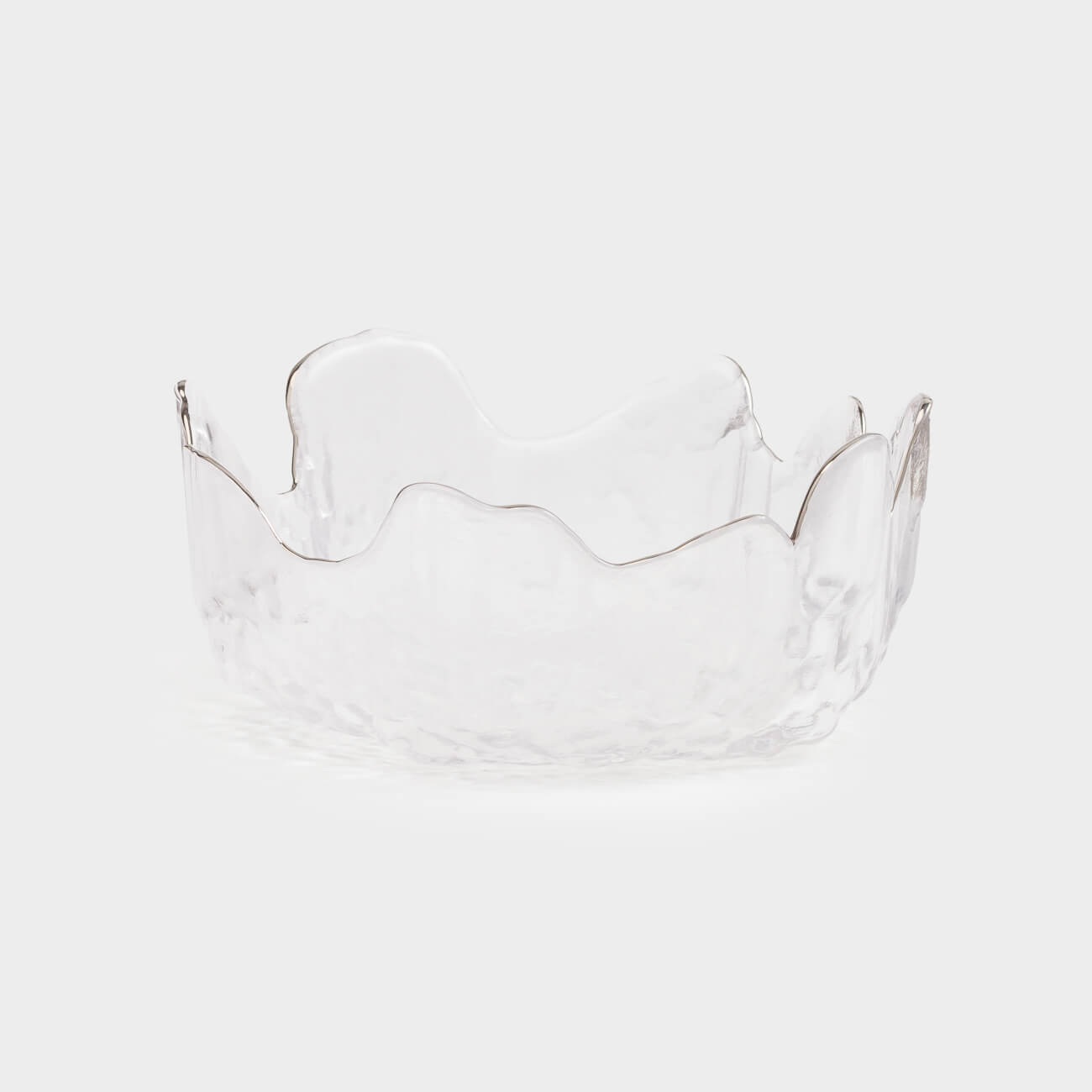 Bowl, 13x6 cm, glass, with silver edging, Nautilus silver