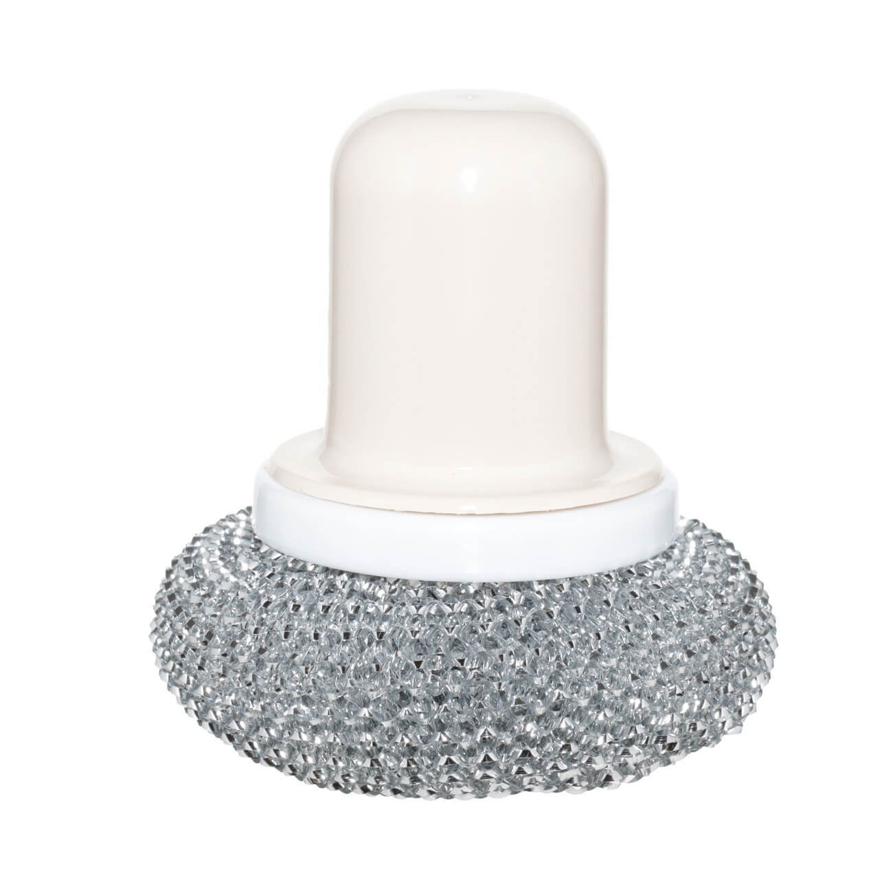 Cleaning sponge, 8 cm, with oval holder, plastic, silver-beige, Clean