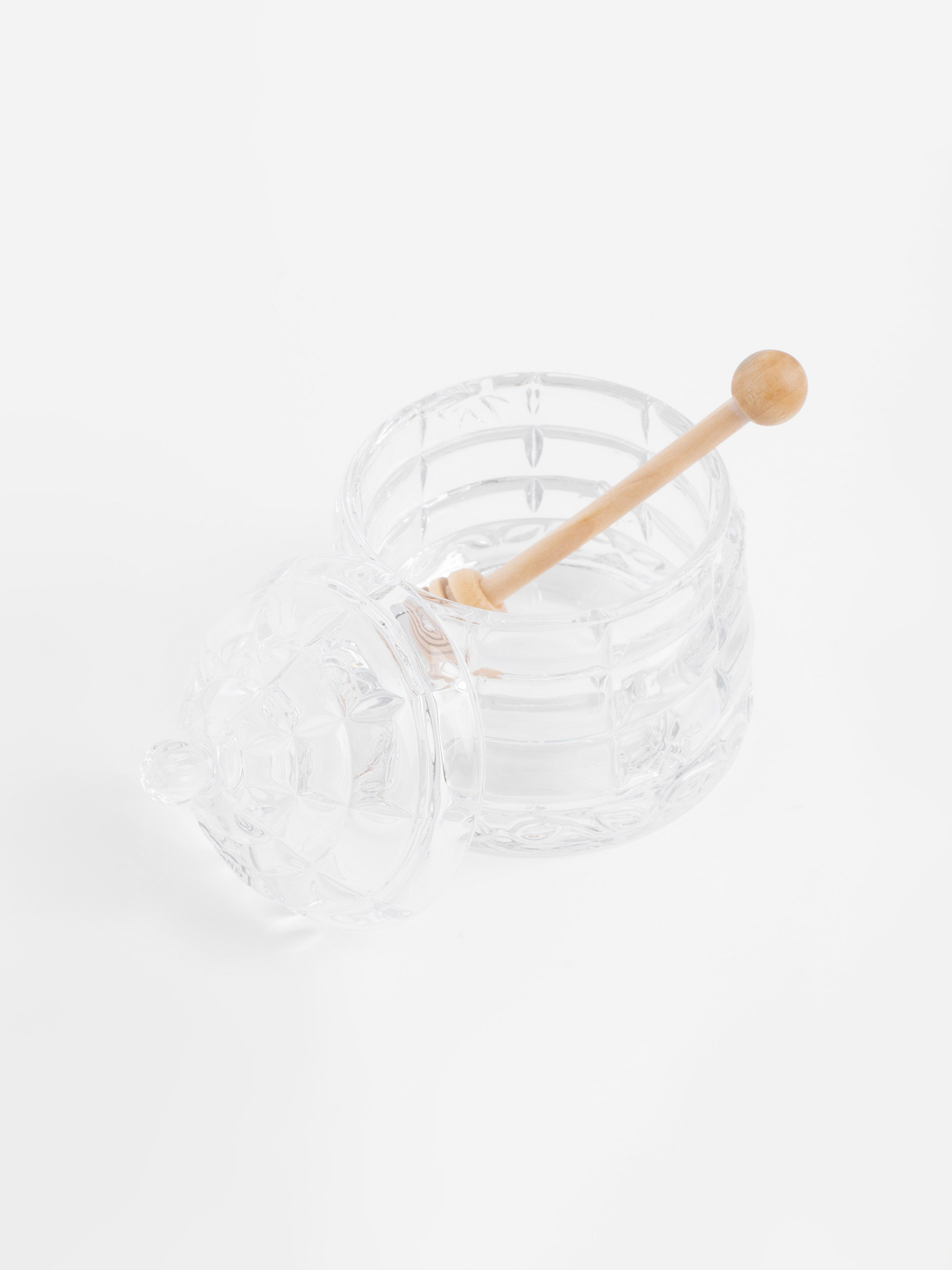 Honey jar, 290 ml, with spoon, glass R / wood, Patterns, Honey, image-2