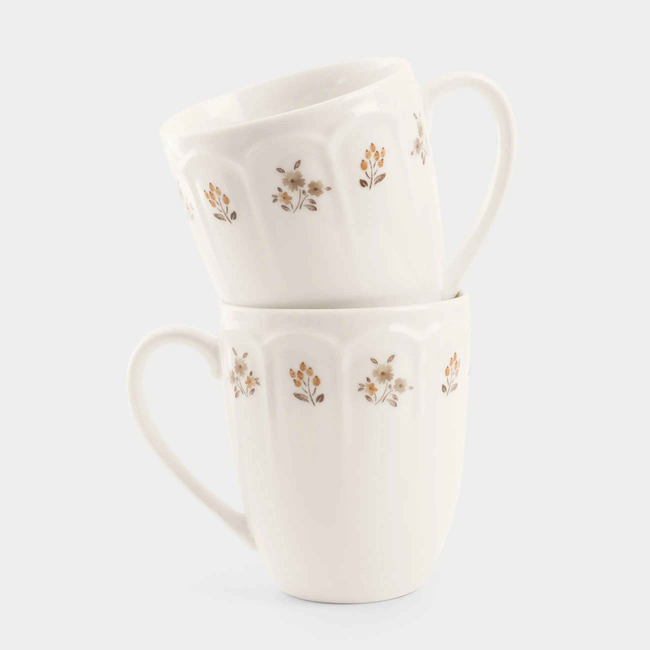 Mug, 380 ml, 2 pcs, porcelain N, white, Vintage flowers, La flore
