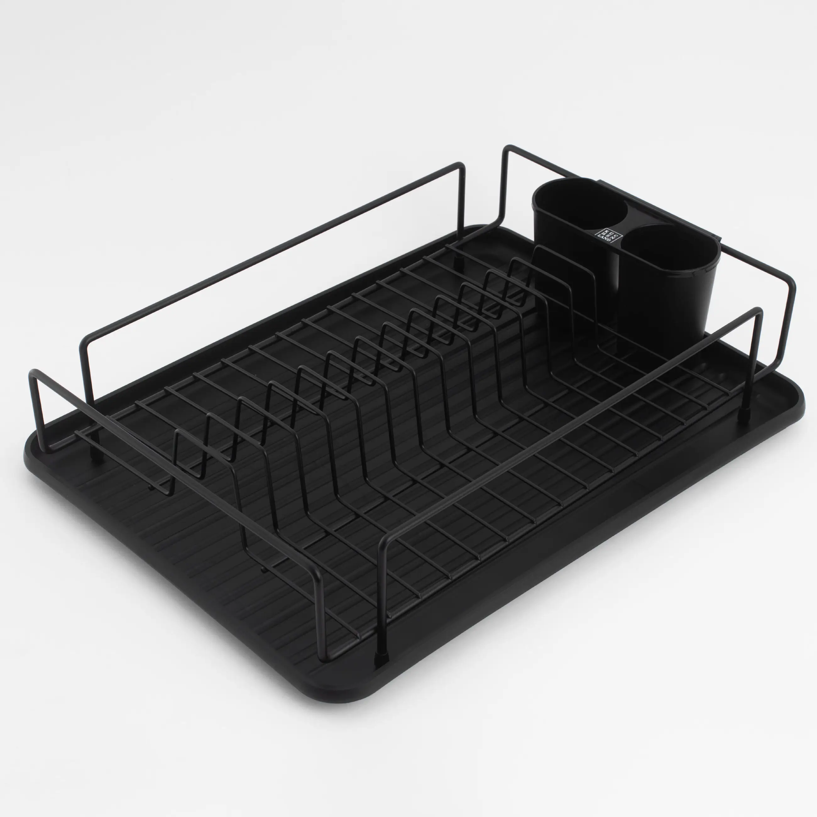 Dish rack, 42x27 cm, with tray, plastic / metal, black, Black style, image-0