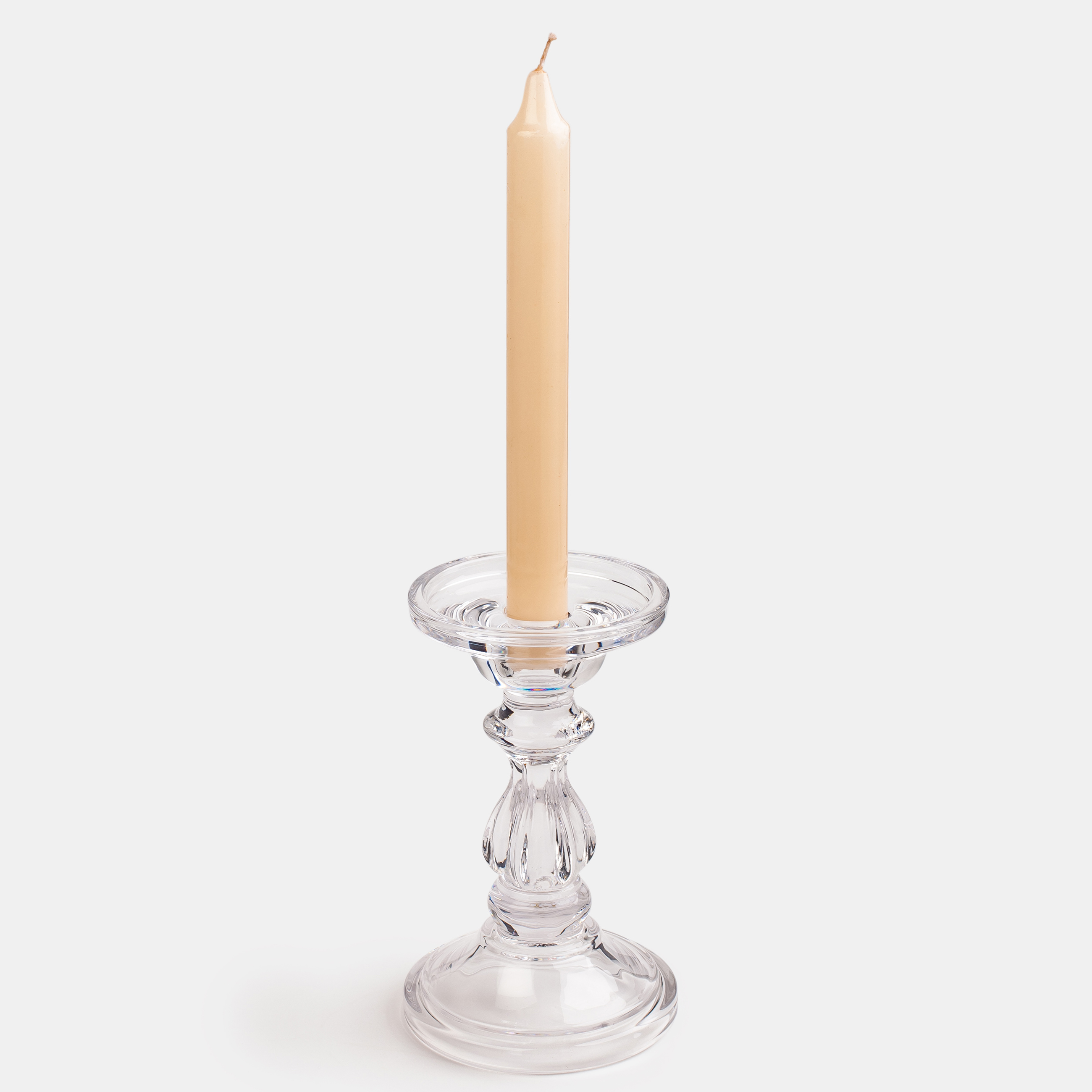 Candle holder, 16 cm, for one candle, on a leg, glass, Glorious