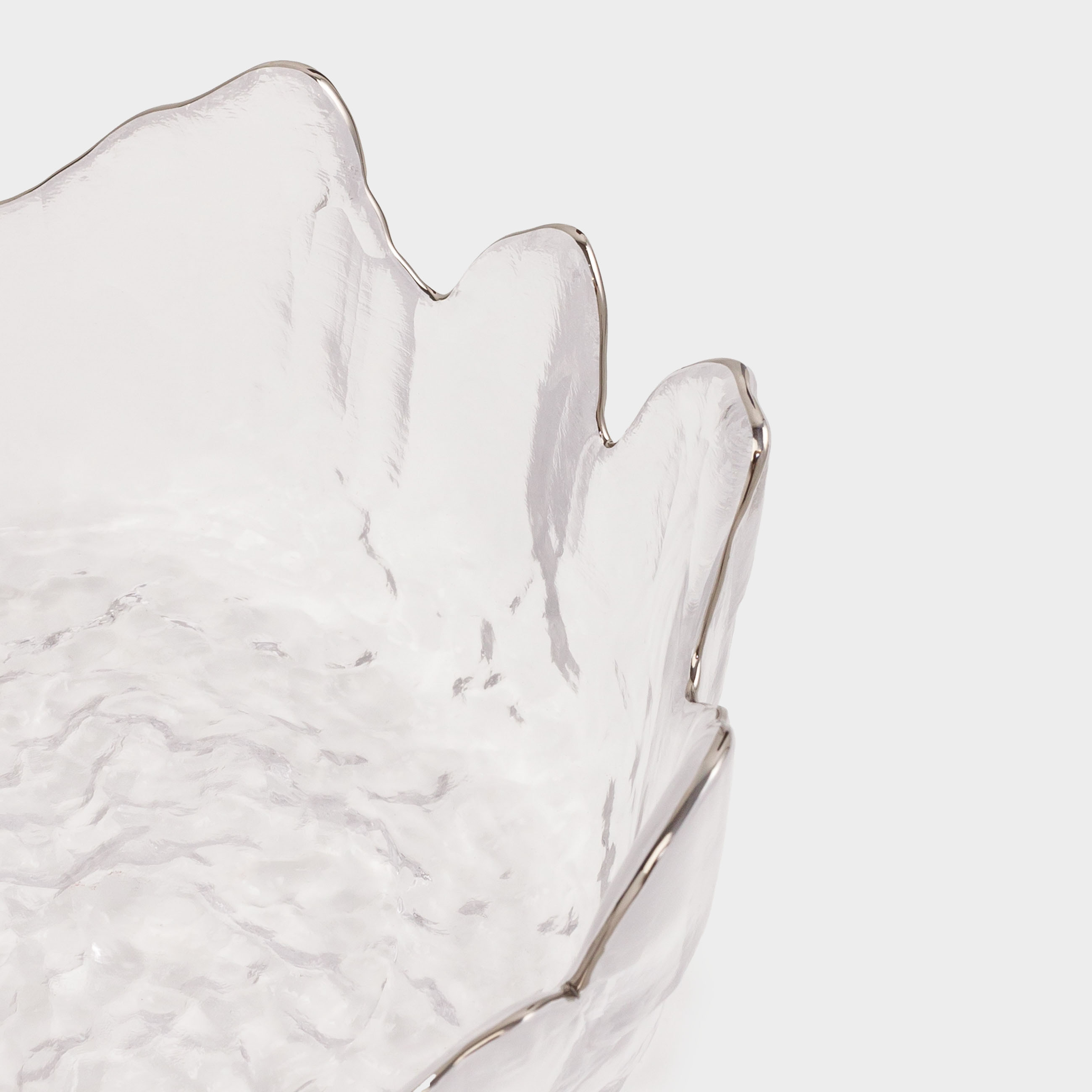 Bowl, 13x6 cm, glass, with silver edging, Nautilus silver