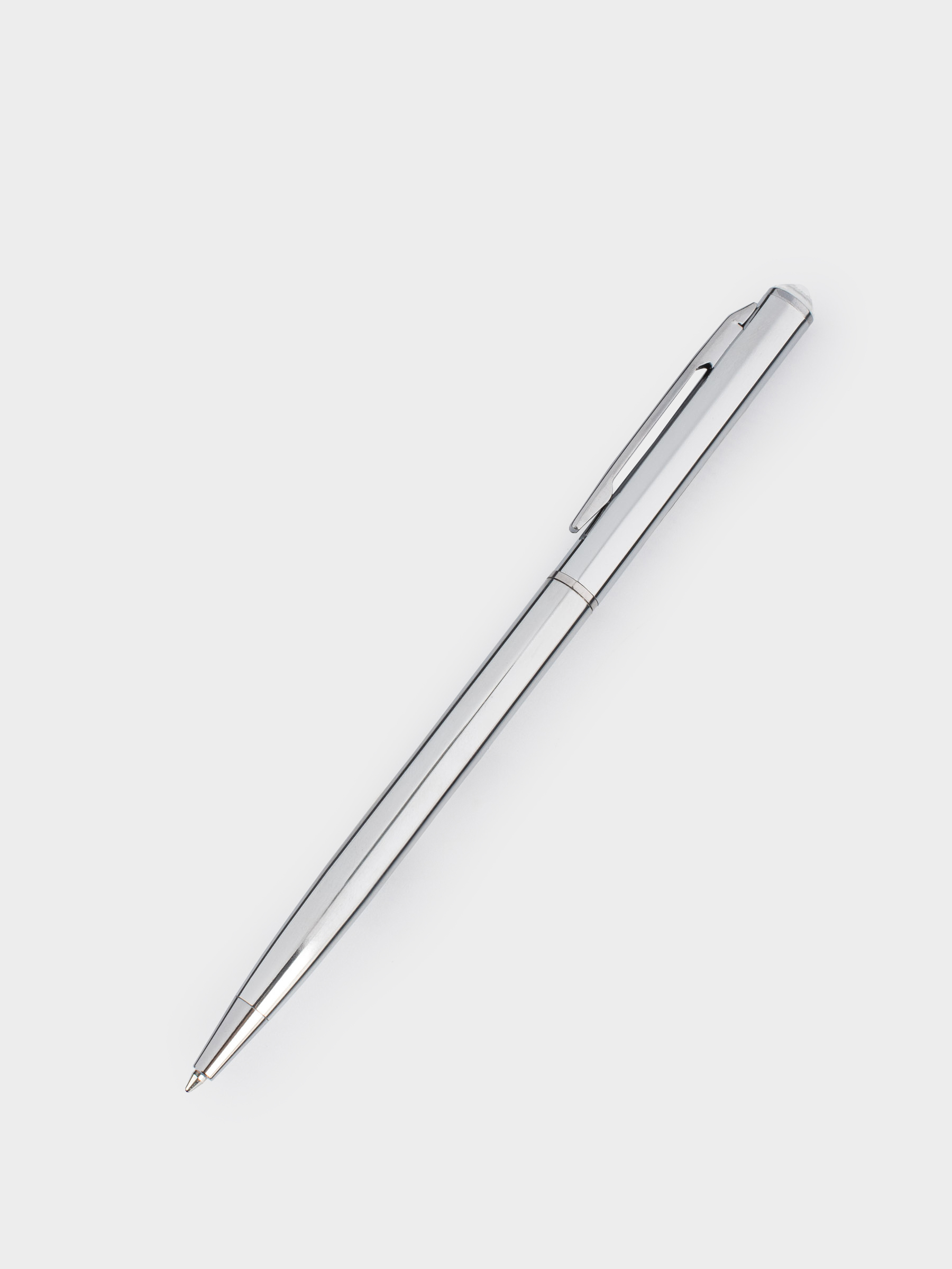 Ballpoint pen, 13 cm, with crystal, metal, silver, Draw, image-3