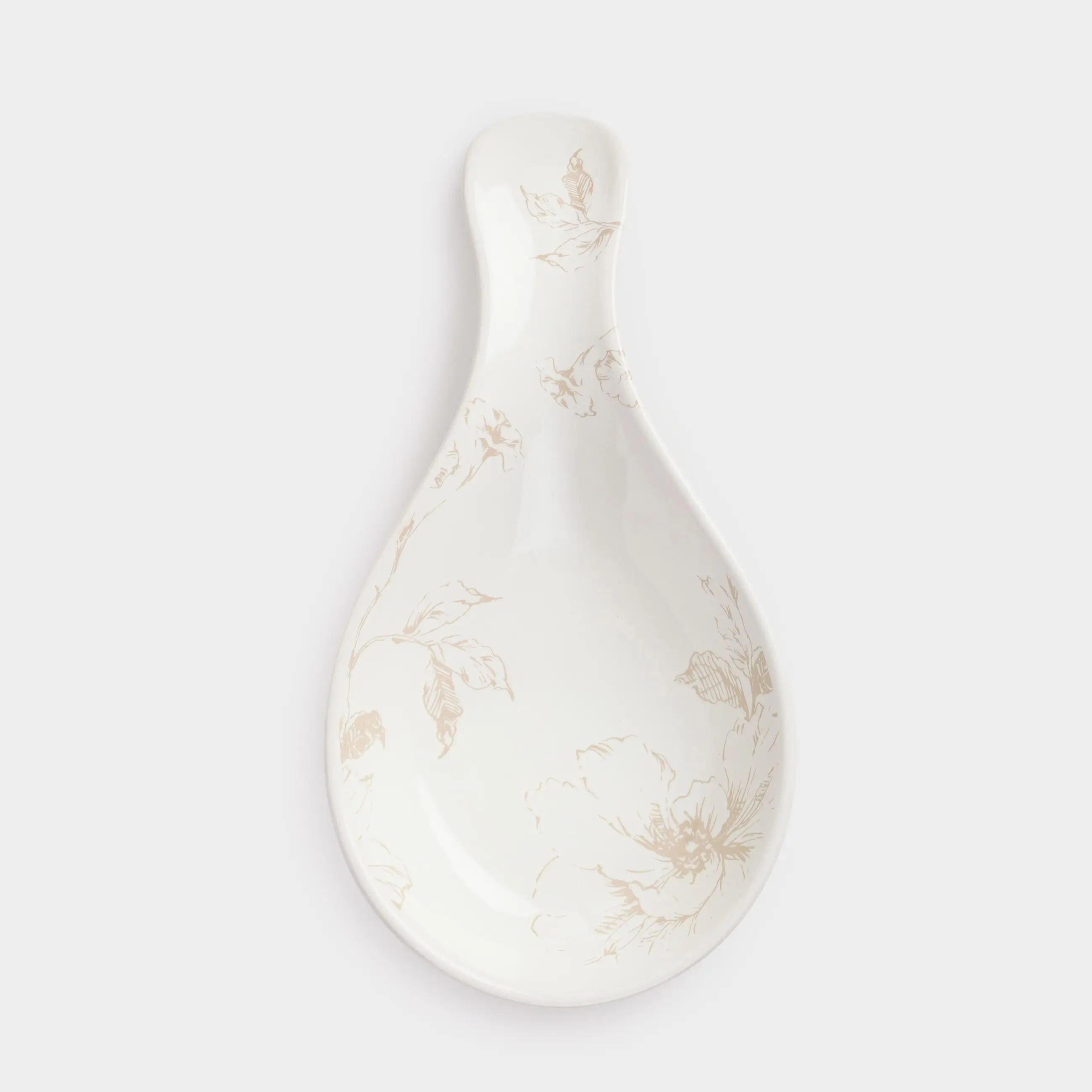 Spoon stand, 23 cm, ceramic, milky, beige flowers, Maleo, image-0