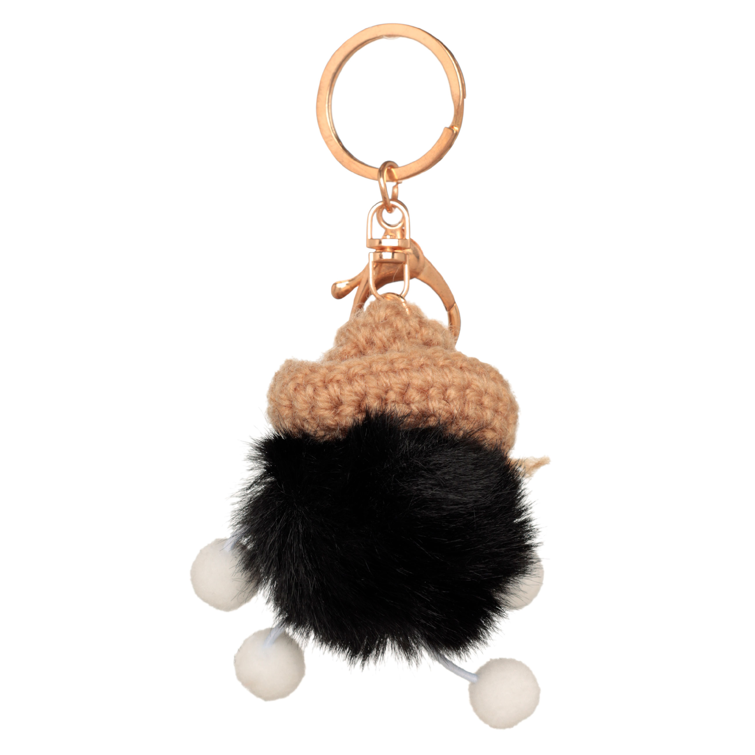 Keychain, 8 cm, soft, polyester / metal, black, Keychain toy, image-1
