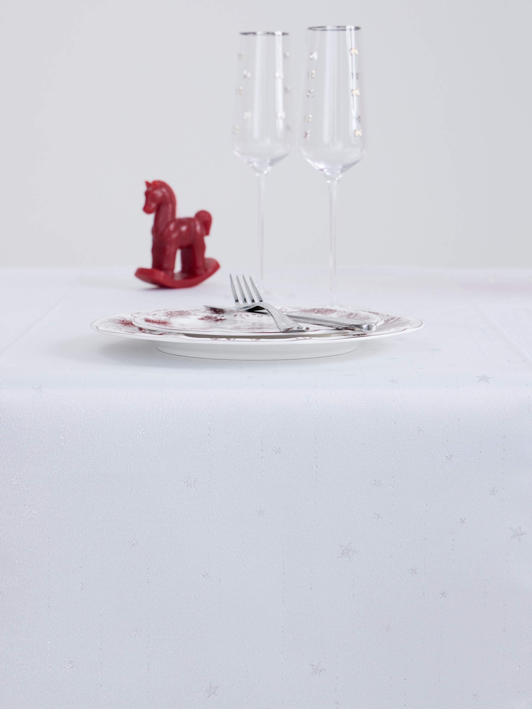 Table runner, 40x160 cm, jacquard, polyester, light grey, Silver stars, Starlight, image-5