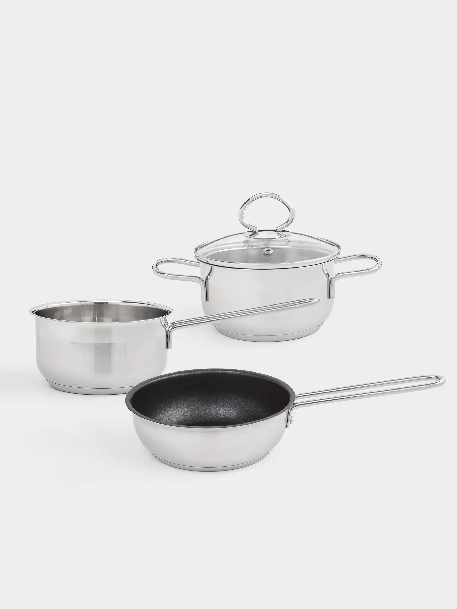 Cookware set, 3 iterms, steel / glass, Egoist lite