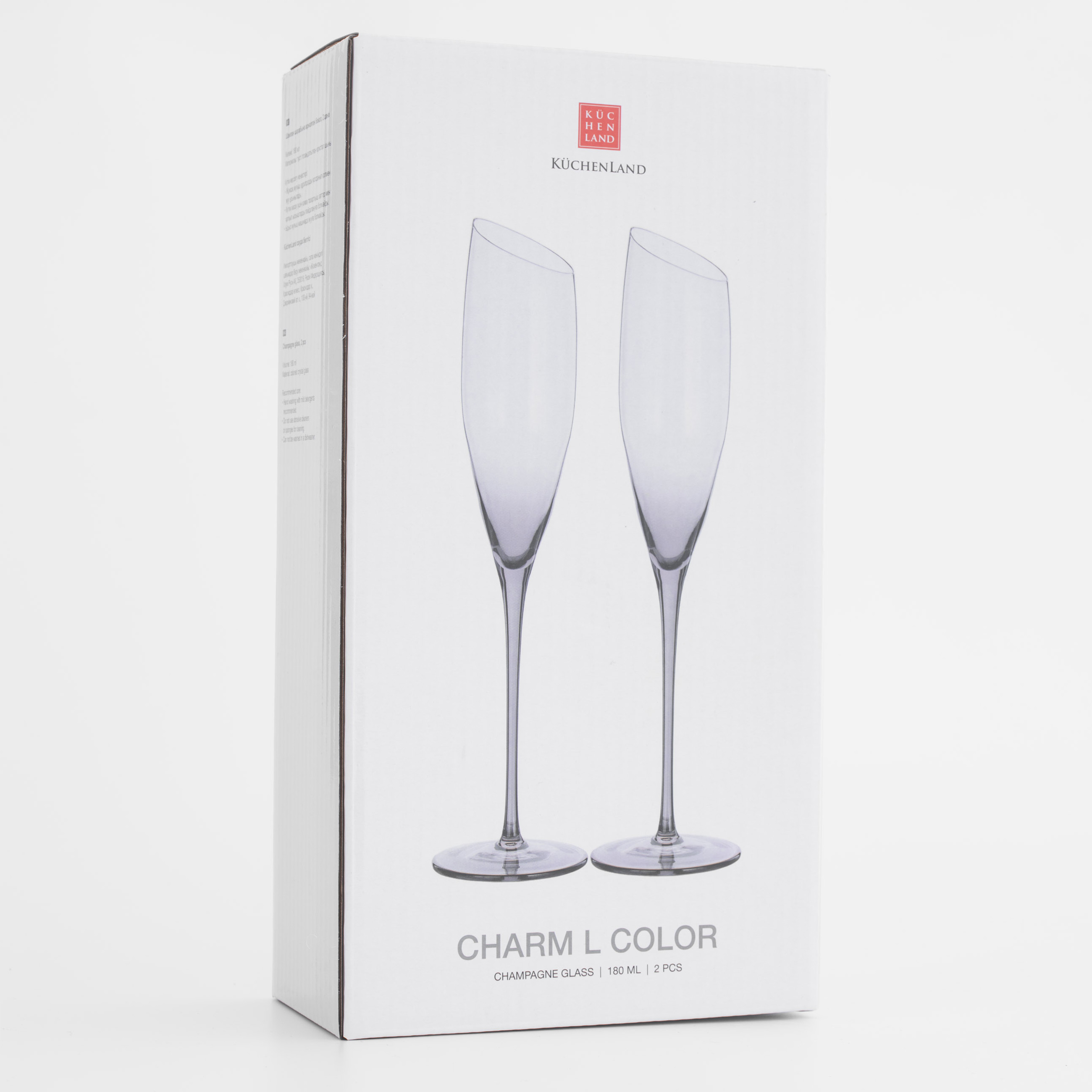 Champagne glass, 180 ml, 2 pcs, glass, grey, Charm L Color, image-5