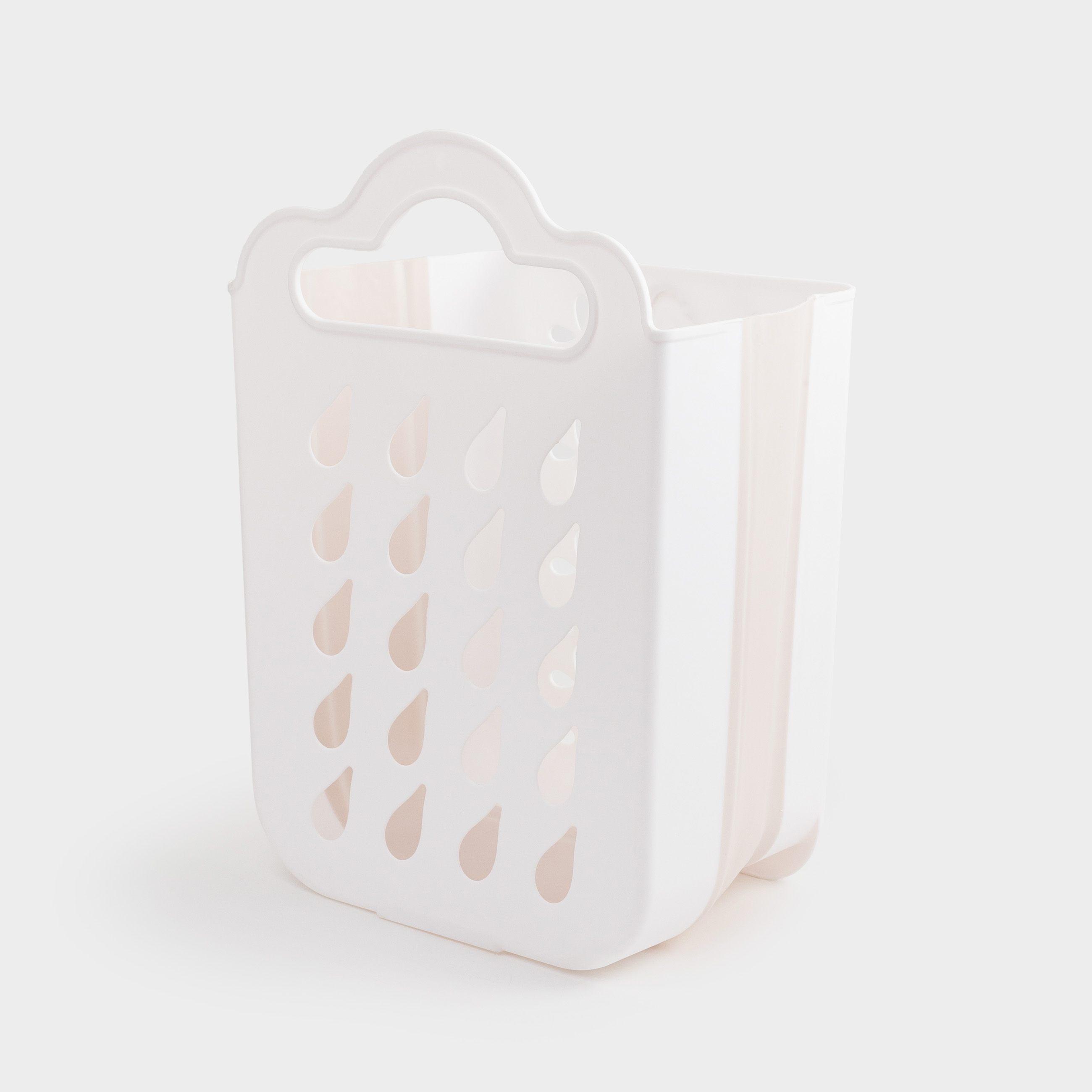 Laundry basket, 18x27x39 cm, folding, plastic / rubber, beige-pink, Foldaway