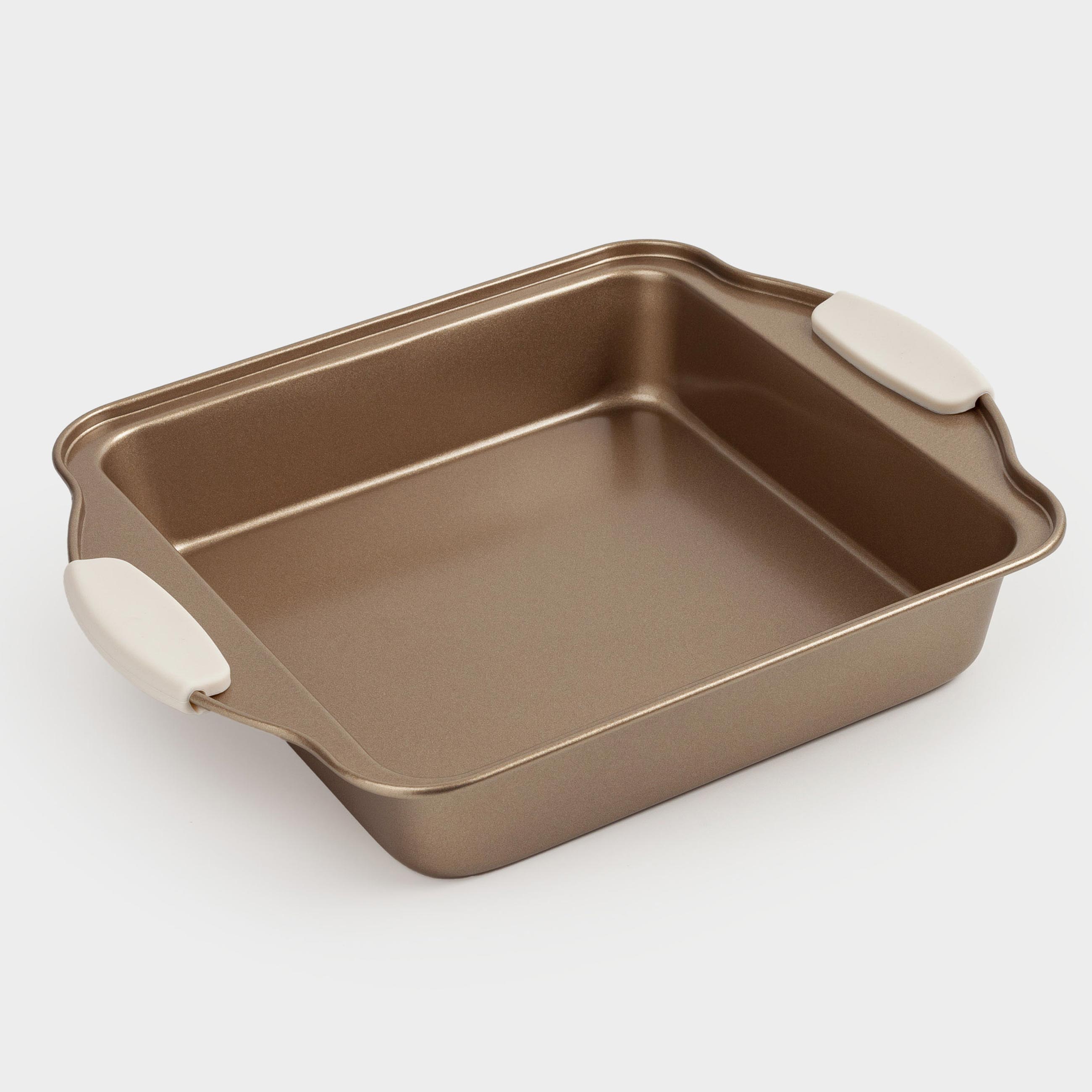 Baking dish, 28x22 cm, with handles, steel / silicone, square, copper, Resto 