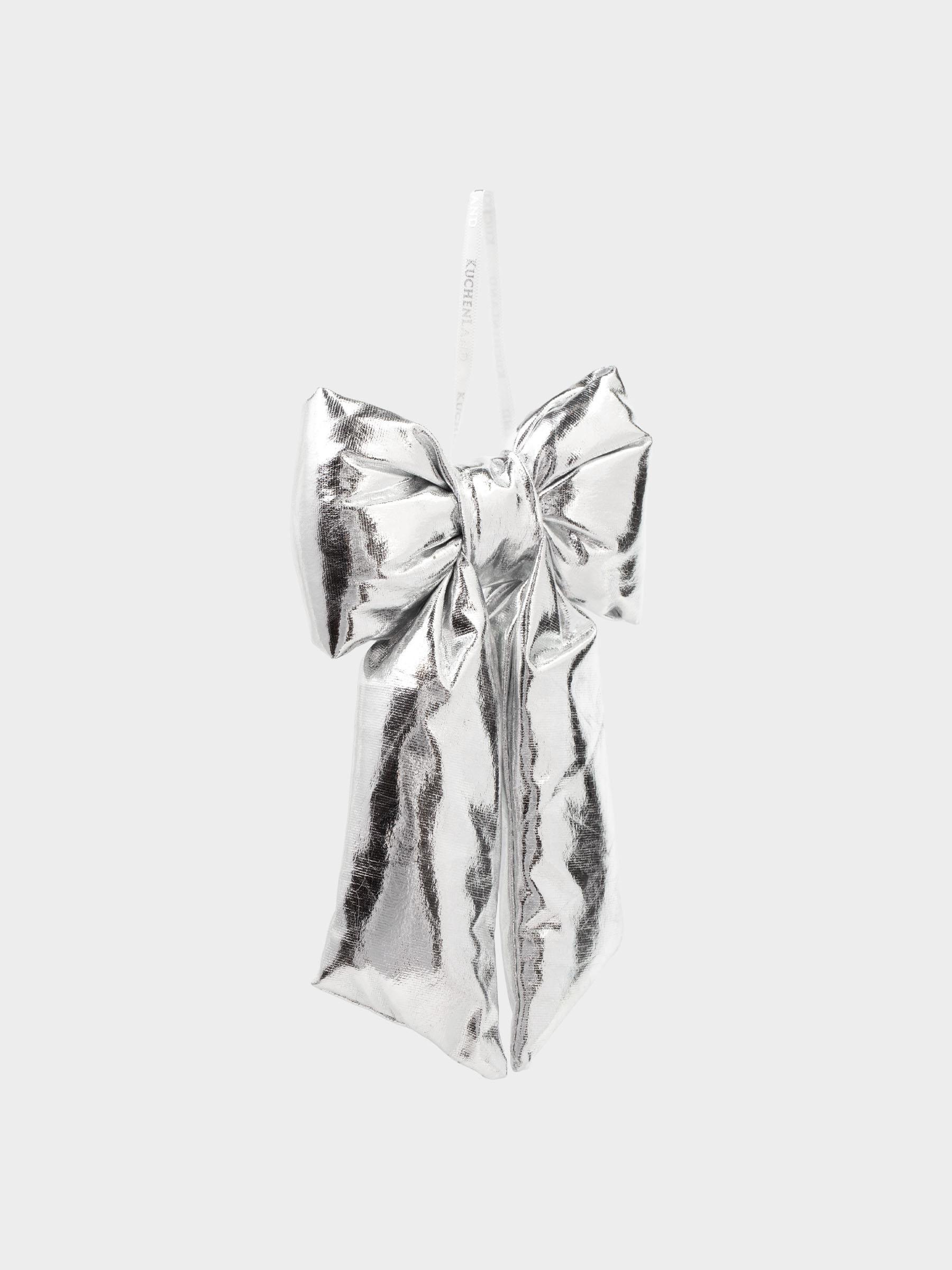 Decorative ornament, 20 cm, polyester, silver, Bow, Vogue bow, image-1