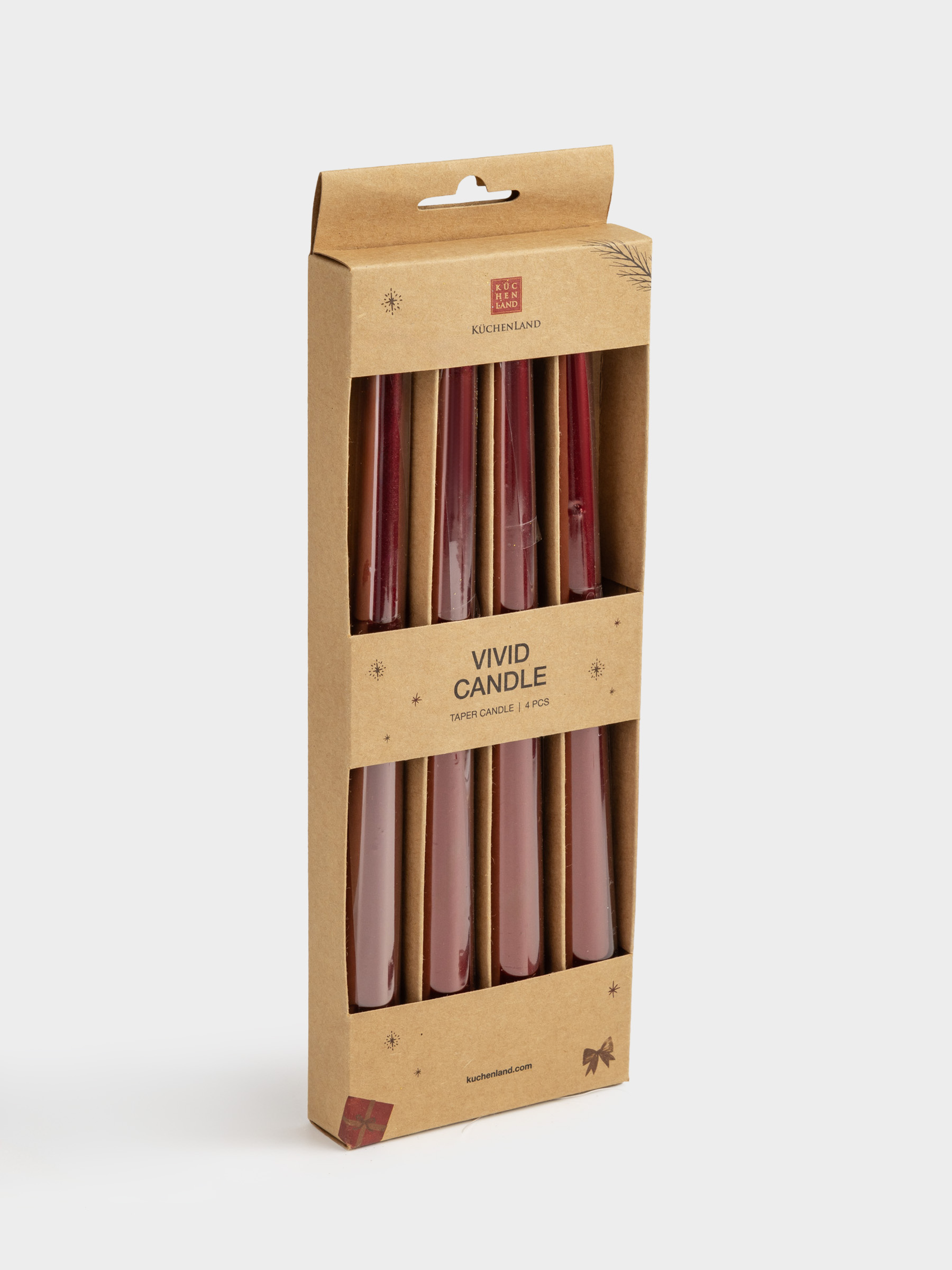 Candle, 25 cm, 4 pcs, thin, red, Vivid candle, image-3