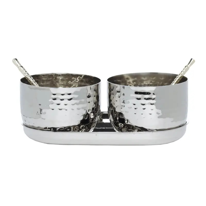 Spice container, 8 cm, 2 pcs, with spoons, on a stand, steel, Fantastic R ,image-0