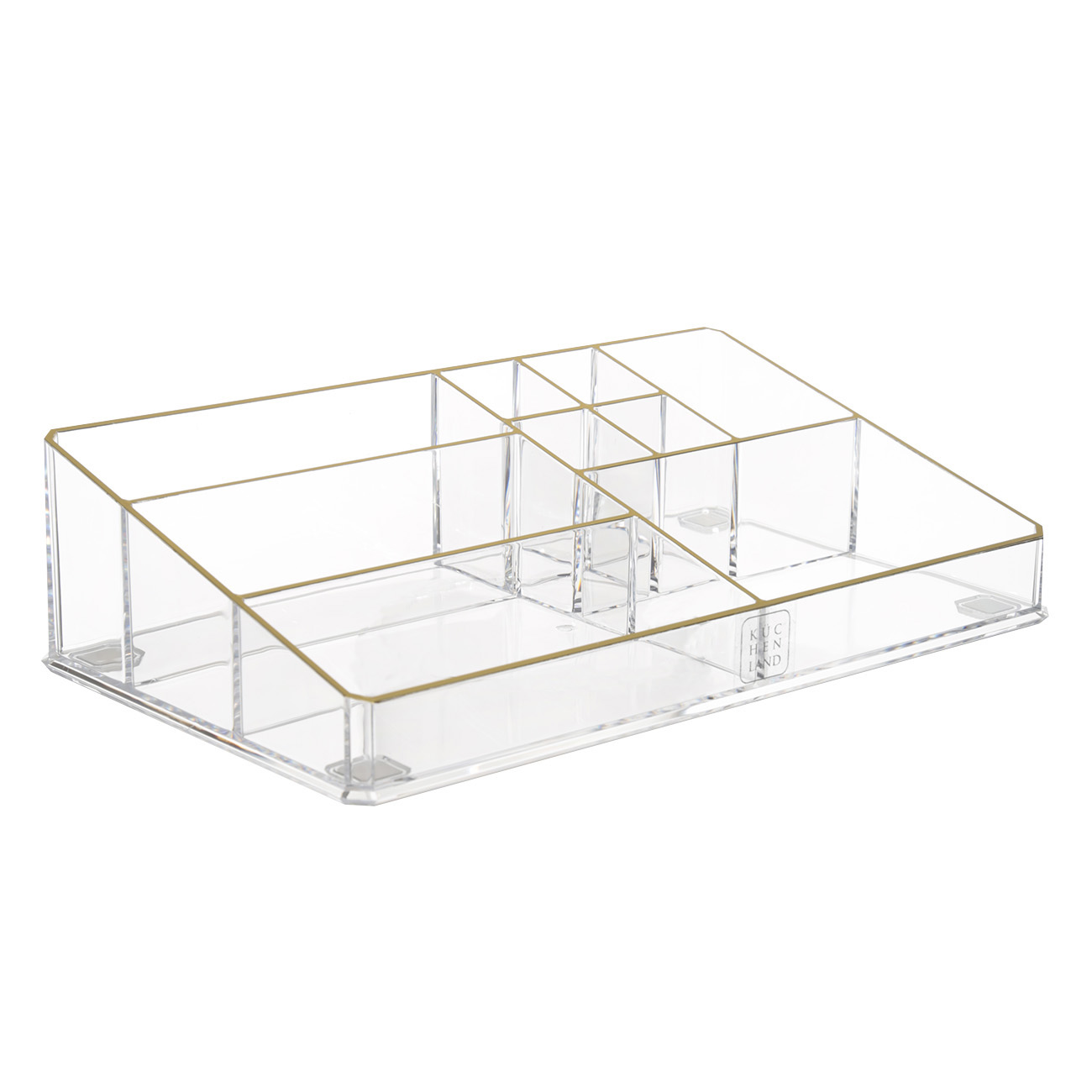 Organizer for cosmetics, 28x7 cm, 9 otd, plastic, gold edging, Dorado, image-0