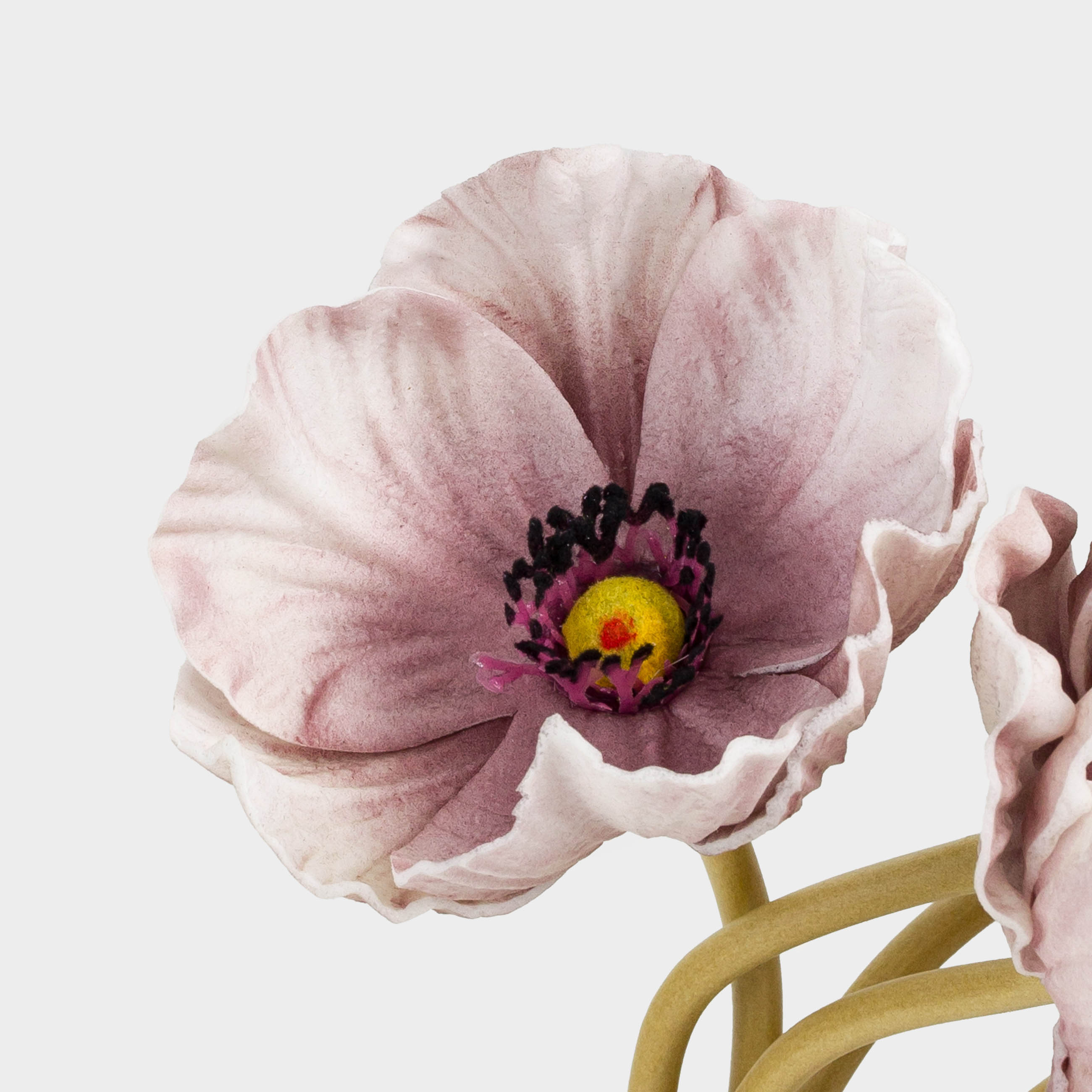 Artificial bouquet, 34 cm, polyurethane / metal, White-lilac poppy, Flower garden, image-3
