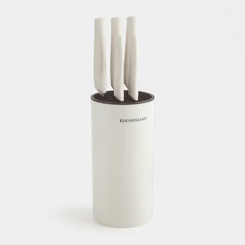Knife set, 5 pr, in stand, steel / plastic, grey, Daily ,image-0