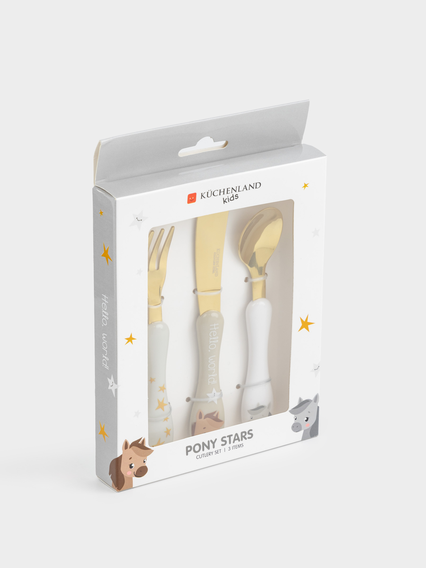 Children's cutlery, 1 person, 3 items, steel / plastic, Horse and stars, Pony stars, image-3