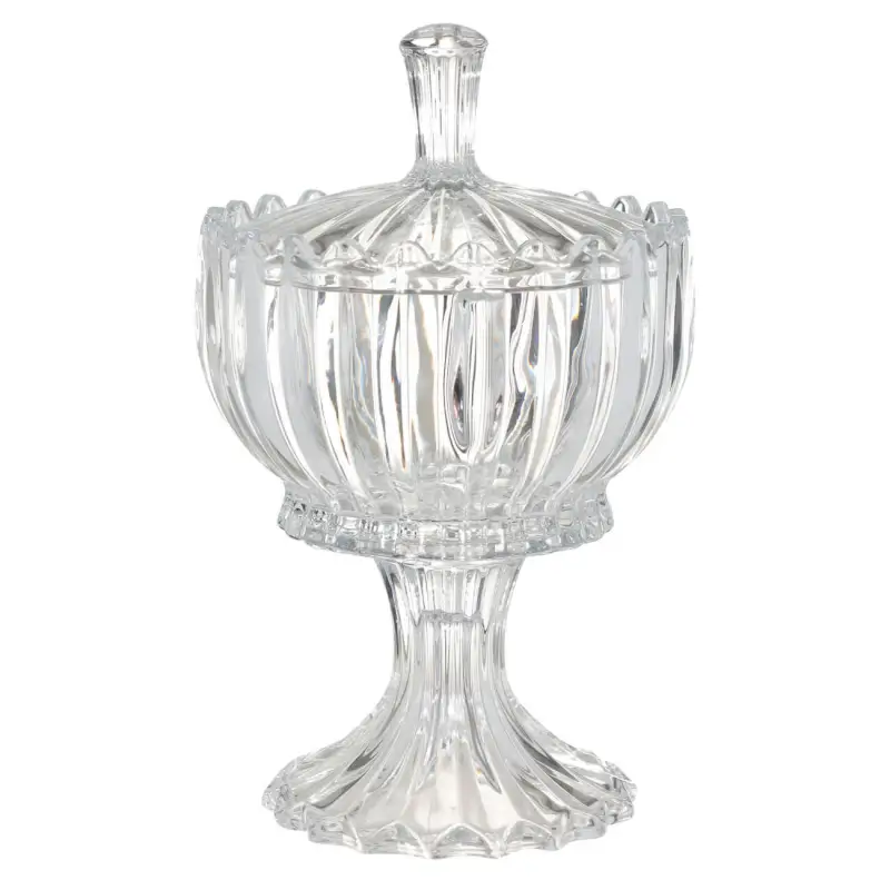 Candy bowl, 24x16 cm, on the leg, with lid, glass P, Alpine