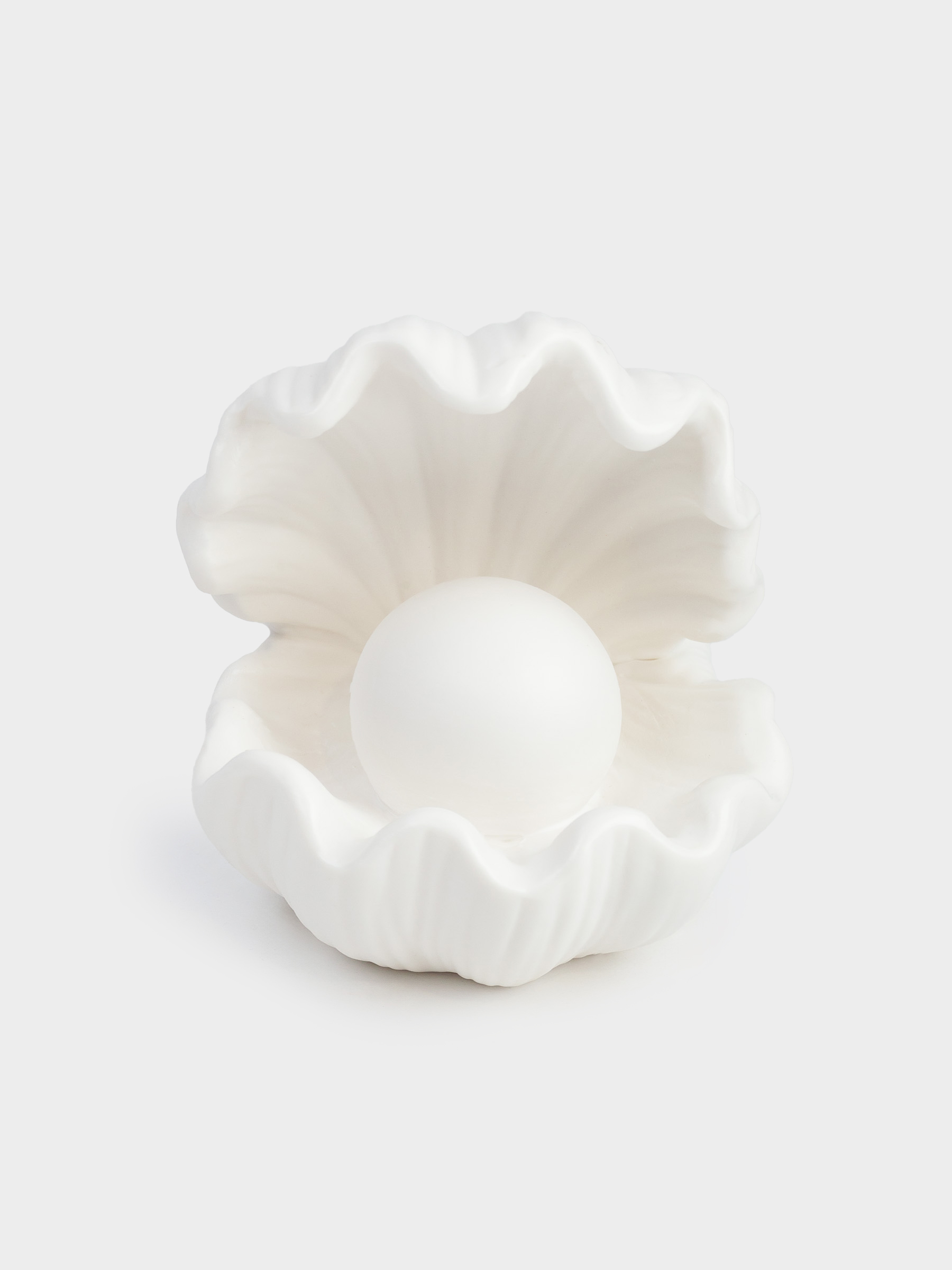 Decorative lamp, 10x11 cm, porcelain P, white, Shell with pearl, Tridacna, image-0