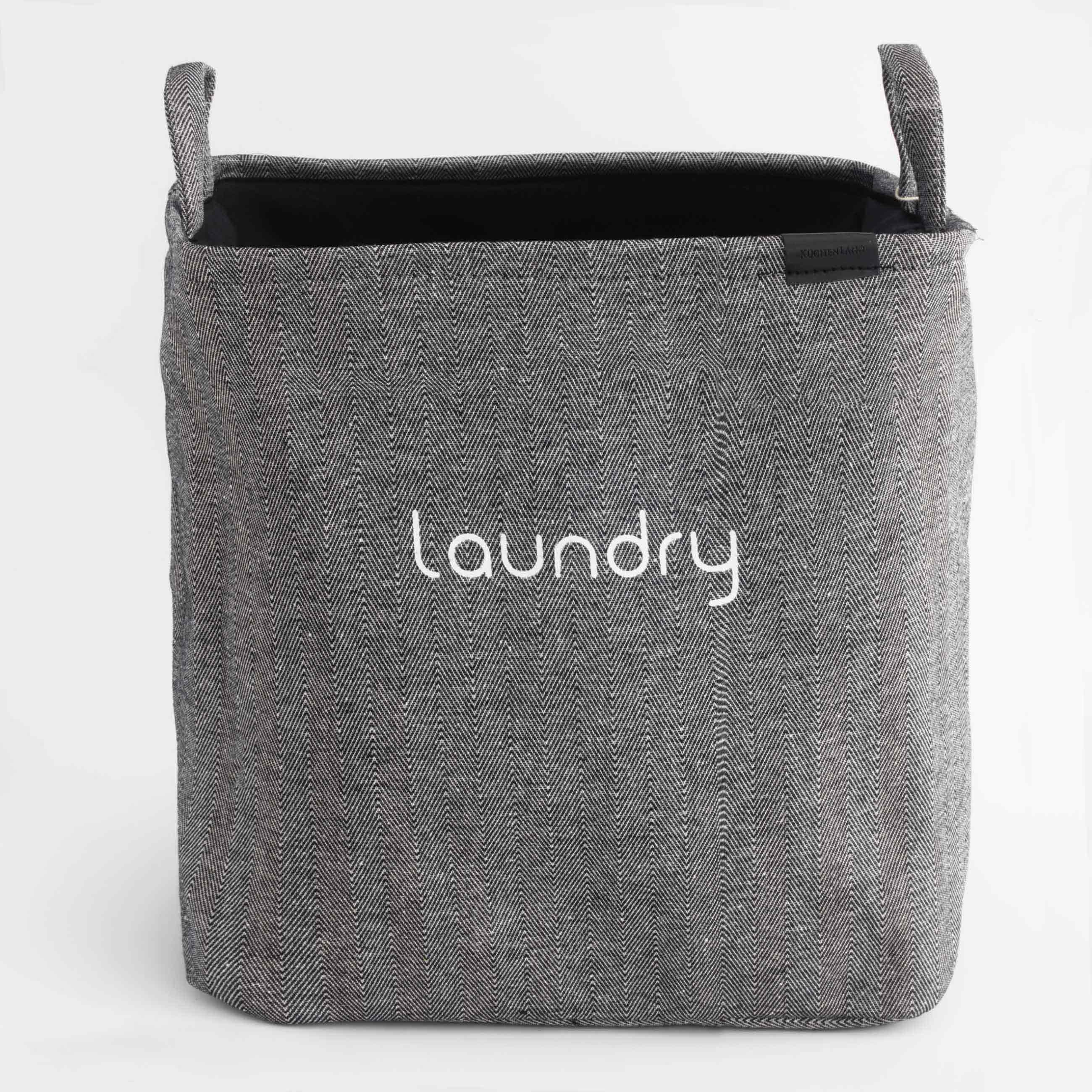Laundry storage bag, 35x25x40 cm, with handles, polyester, rectangular, Grey, Navy, image-0