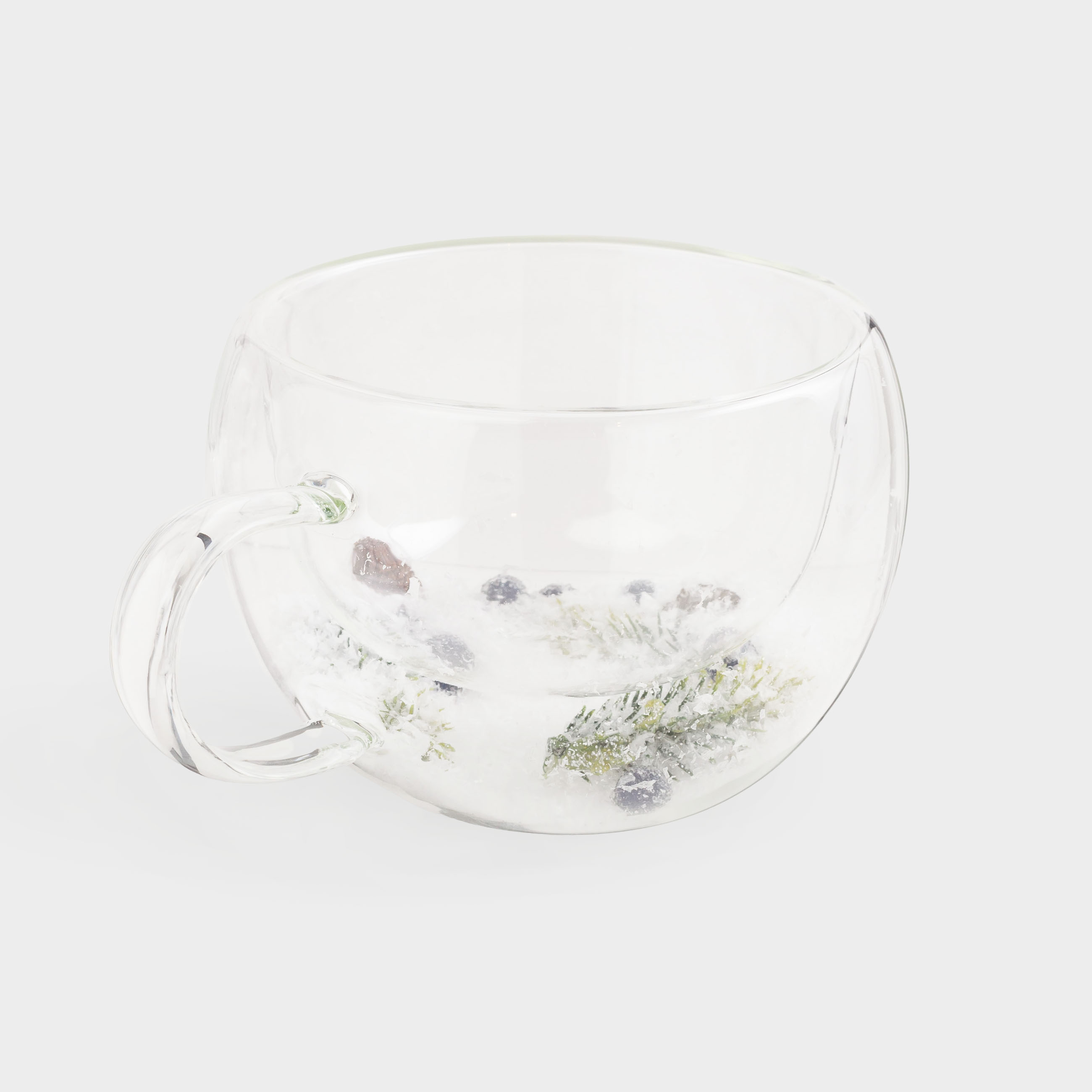 Mug, 280 ml, 2 pcs, B glass, with fir branches, cones and berries inside, Air decor, image-2