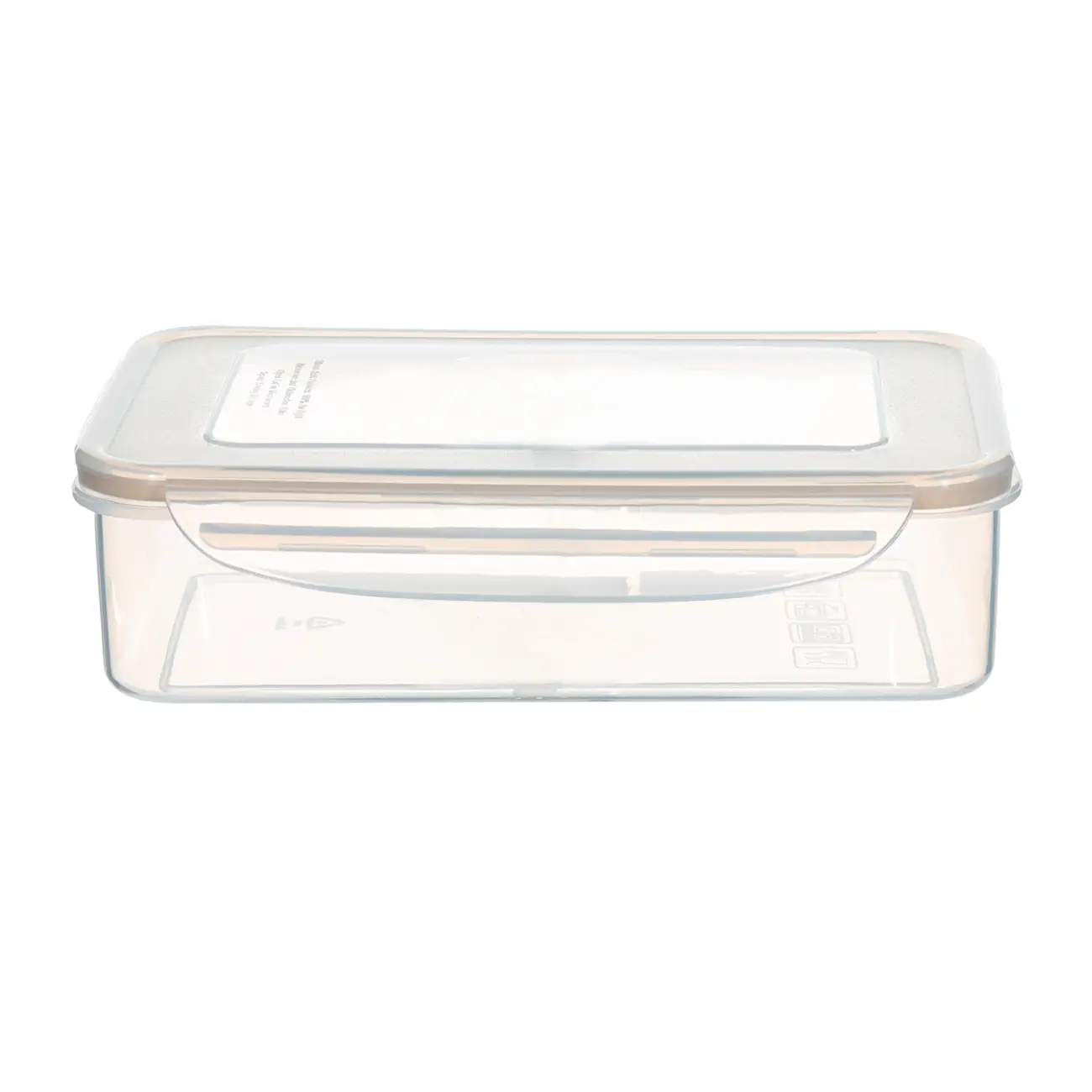 Container, 800 ml, with clips, plastic / silicone, rectangular, beige, Roomy clip