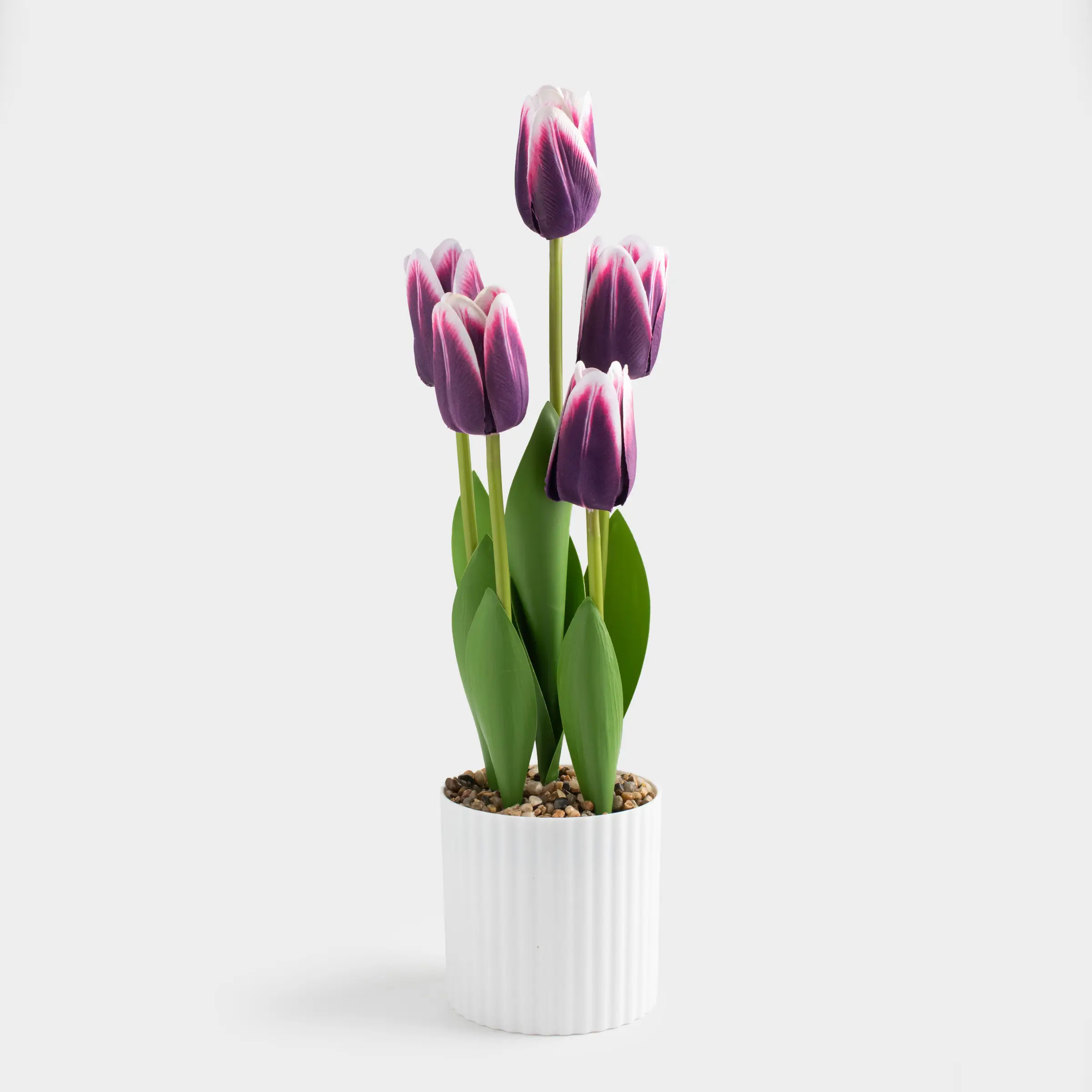 Artificial plant, 39 cm, in a pot, polyurethane / polyvinyl chloride, Purple tulips, Tulip garden