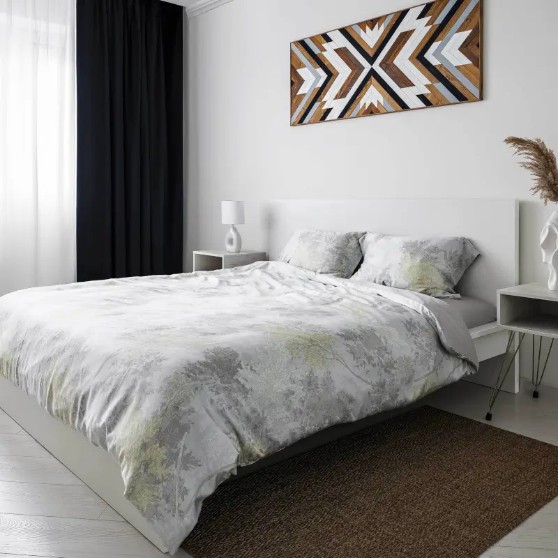 Bed linen, Euro, Tencel 300 TS, grey-menthol, Branches, Tencel ,image-0