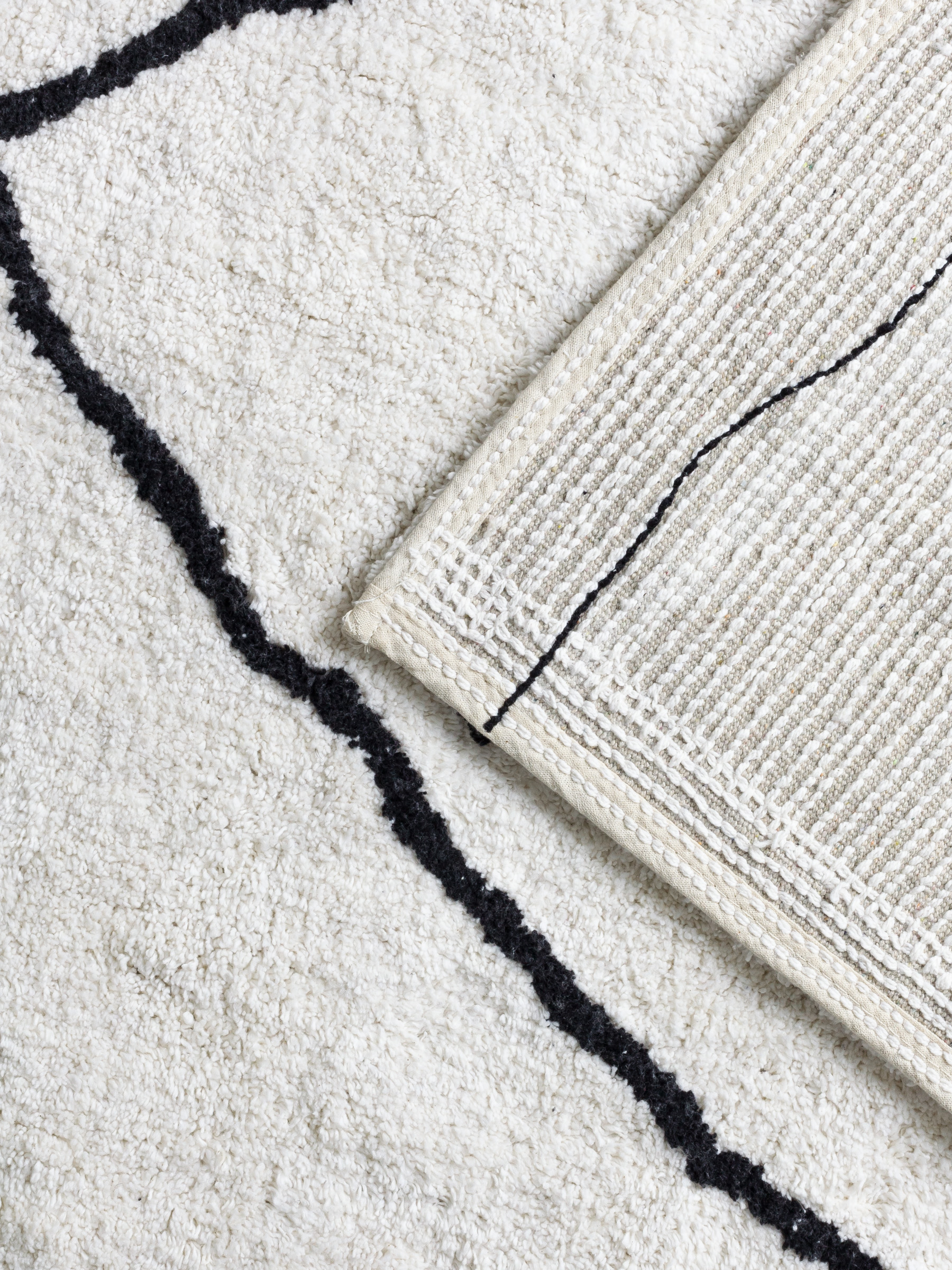 Carpet, 150x210 cm, cotton, milky, Lines, Rhombic, image-2