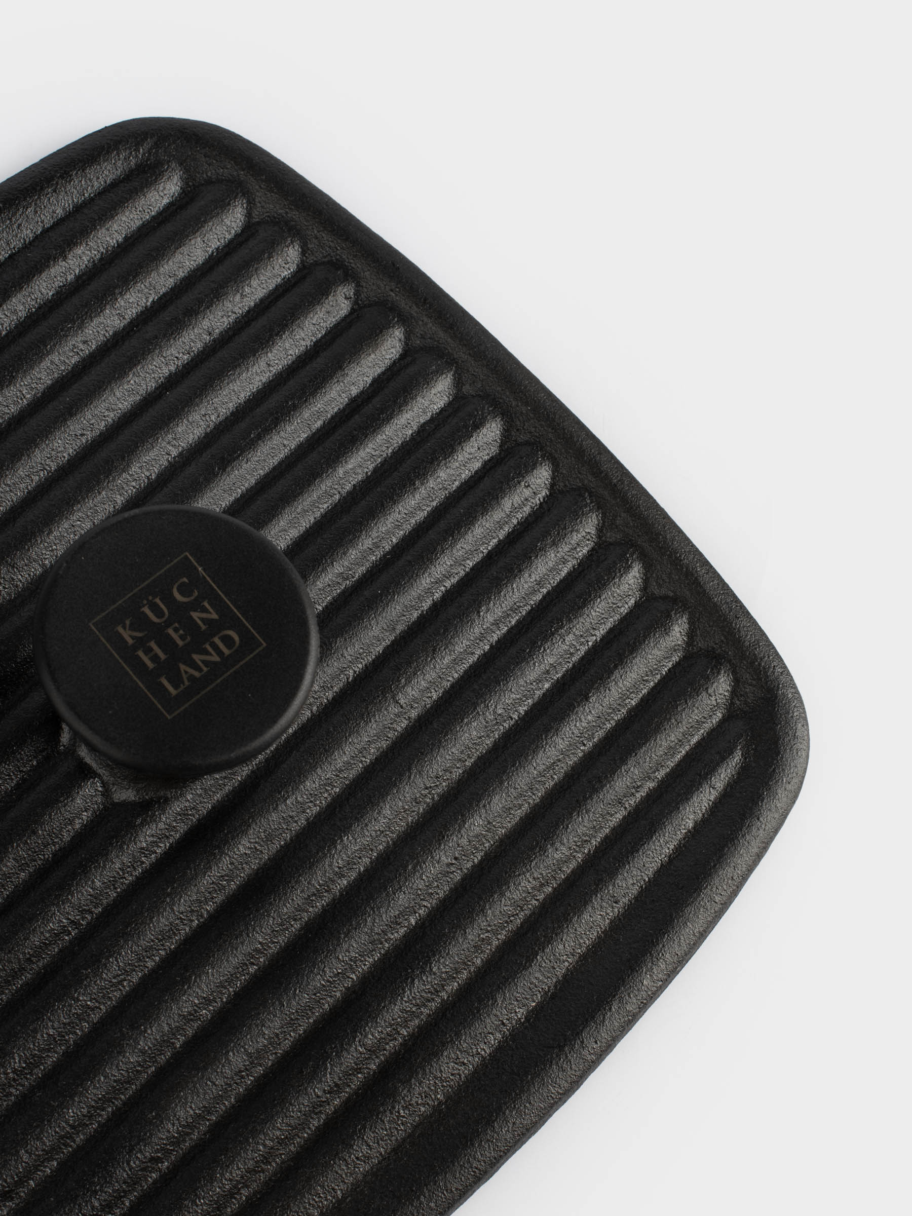 Grill press cover, 23 cm, cast iron, square, Black, Authentic, image-3
