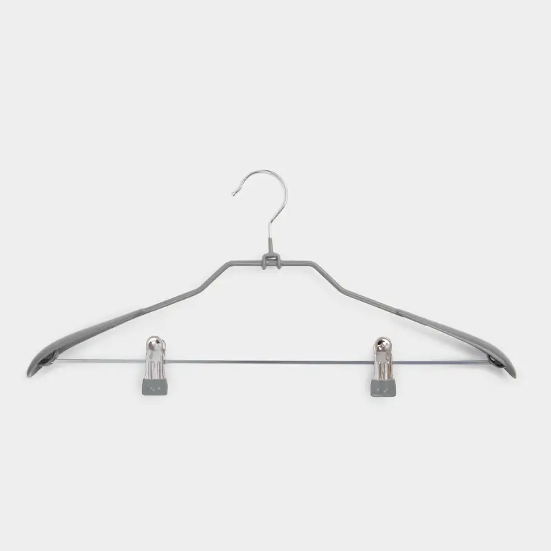 Hanger, 44 cm, with clips for trousers/skirts, metal coated, Gray, Colorful house ,image-0