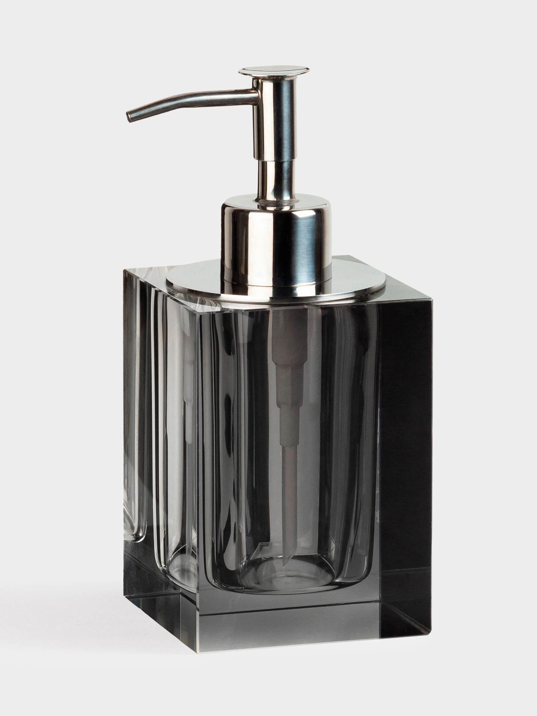 Liquid soap dispenser, 200 ml, glass / steel, grey, Cube color, image-2
