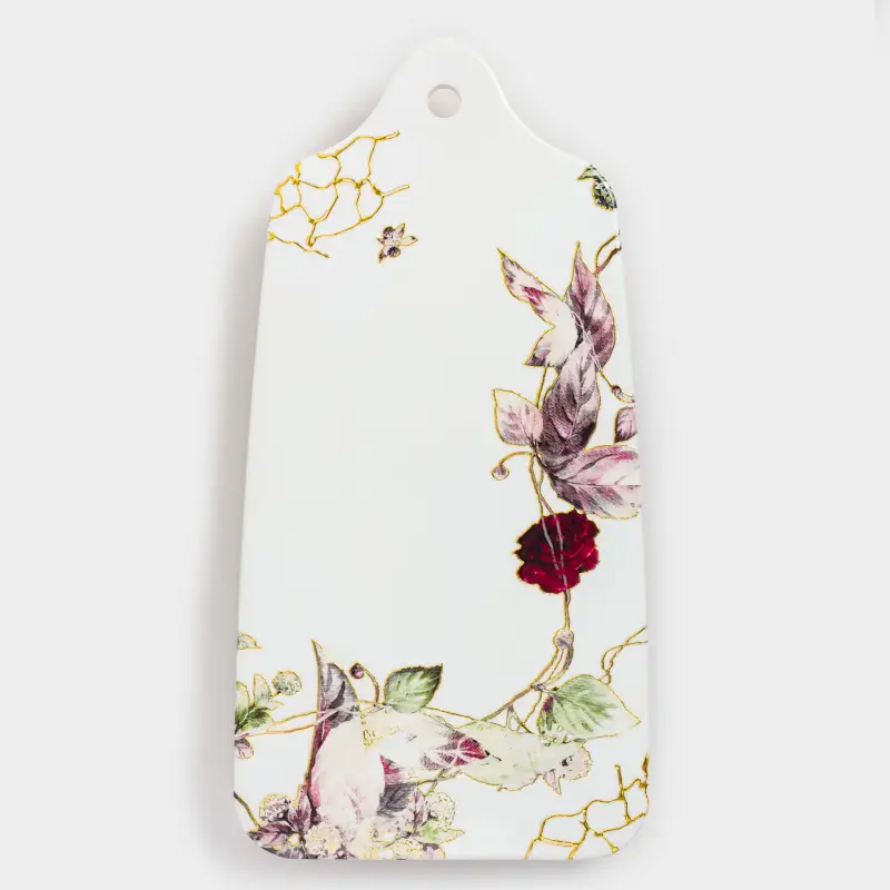 Heat pot stand, 18x24 cm, ceramic / cork, white, Blooming garden, Noir flower ,image-0