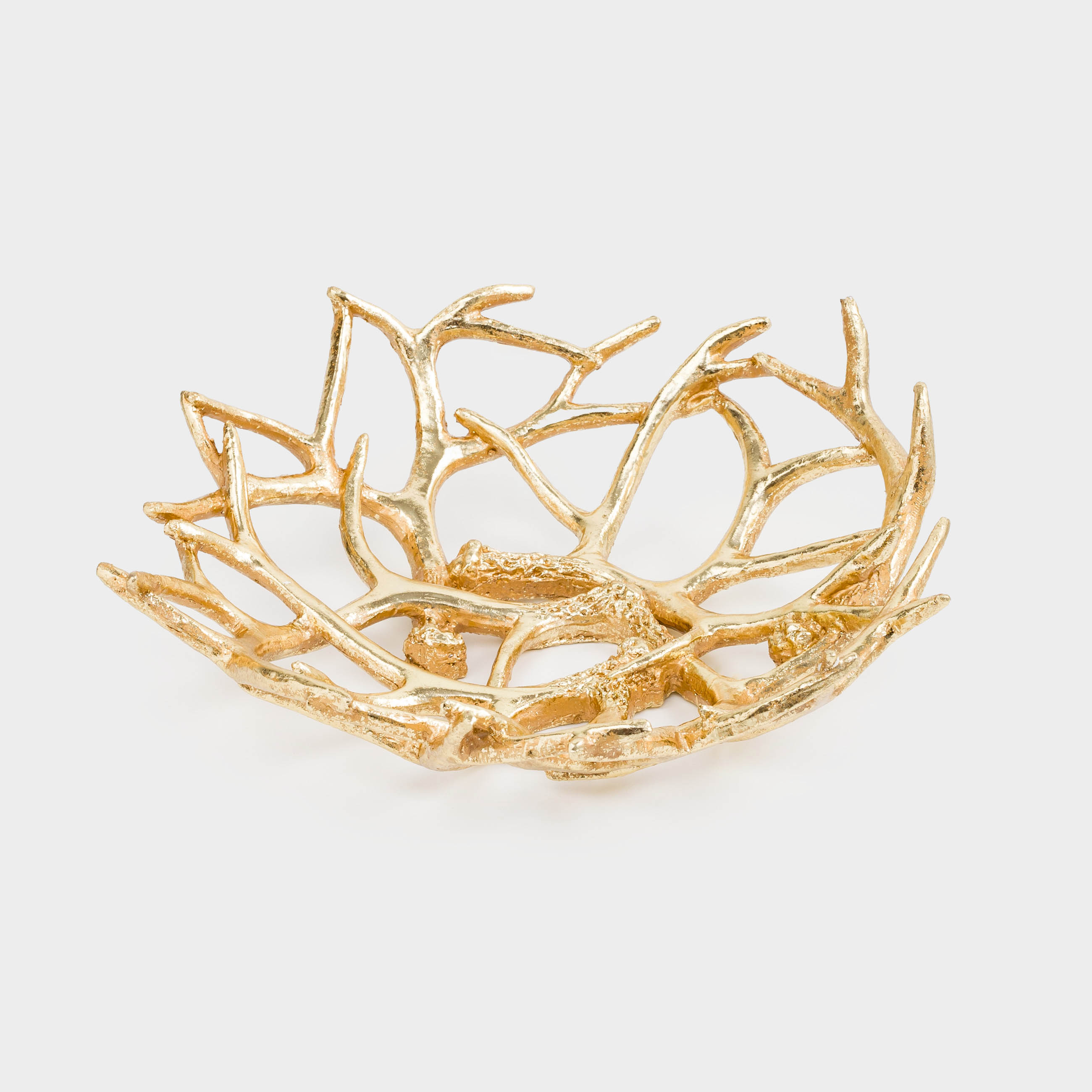 Decorative dish, 33x13 cm, polyresin, golden, Deer antlers, Deer, image-1