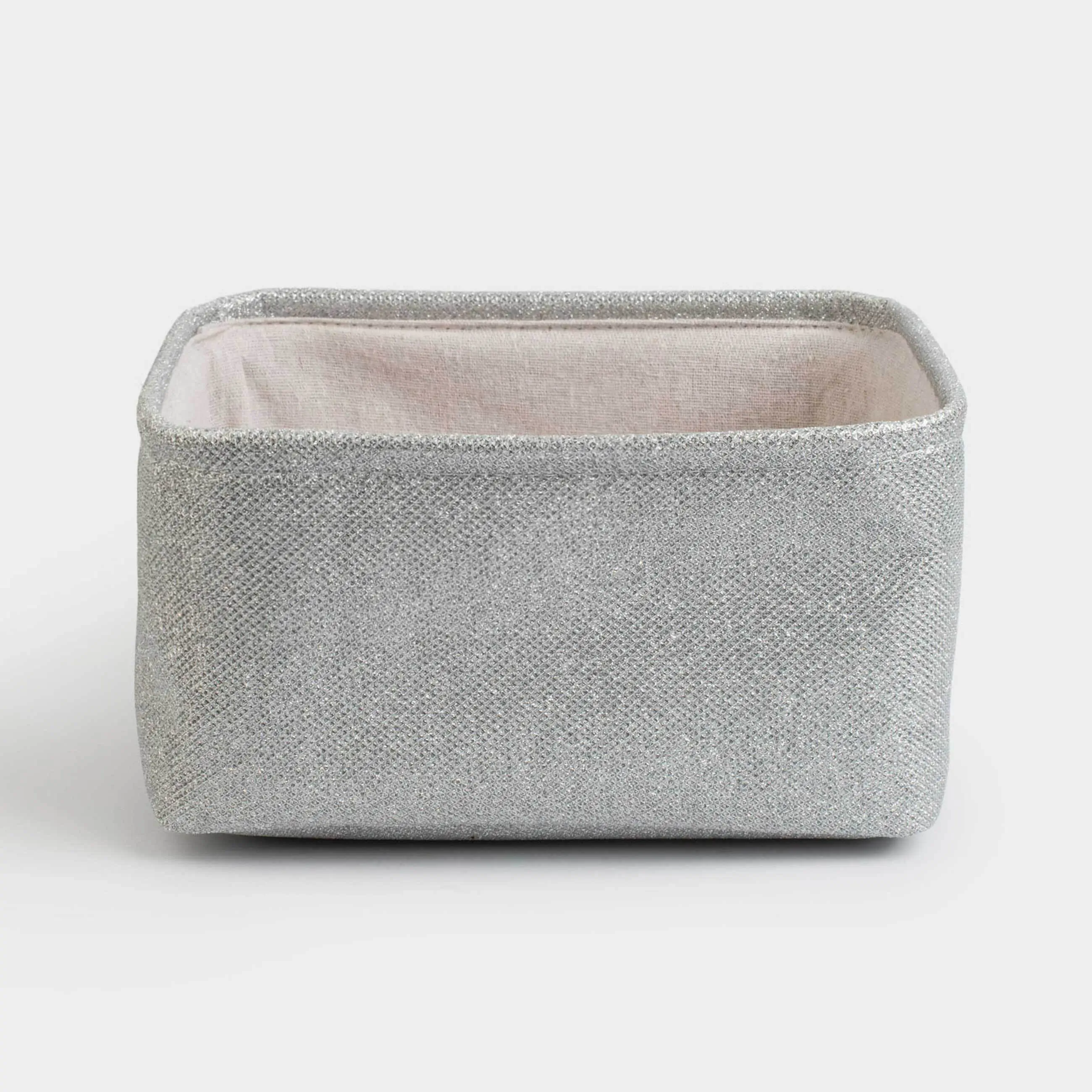 Storage basket, 29x19x12 cm, with handles, polyester. rectangular, silver, Ideally